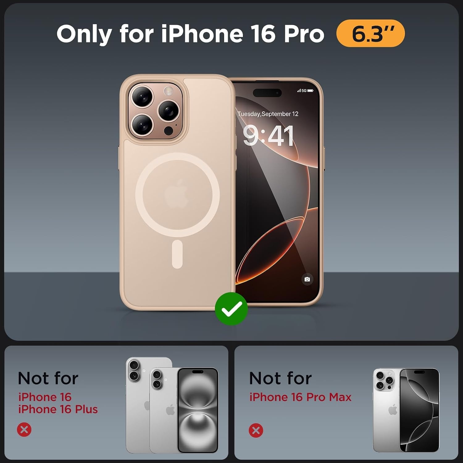 image:imageMiracase for iPhone 16 Pro Max Matte Series Case Magnetic LavenderDesert Gold