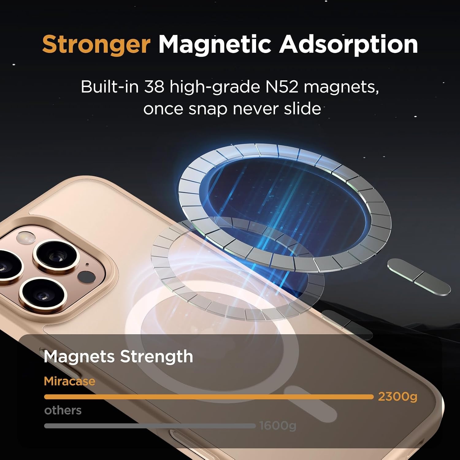 image:imageMiracase for iPhone 16 Pro Max Matte Series Case Magnetic LavenderDesert Gold