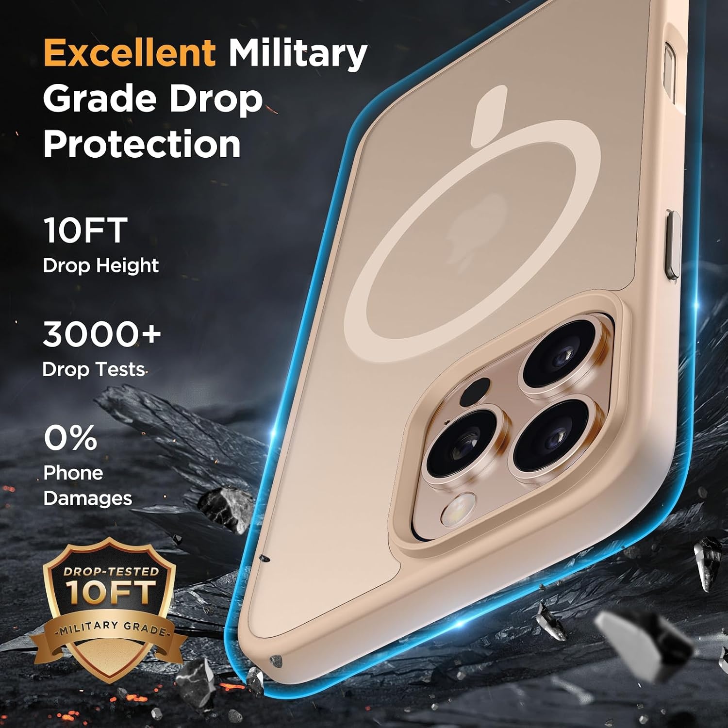 image:imageMiracase for iPhone 16 Pro Max Matte Series Case Magnetic LavenderDesert Gold