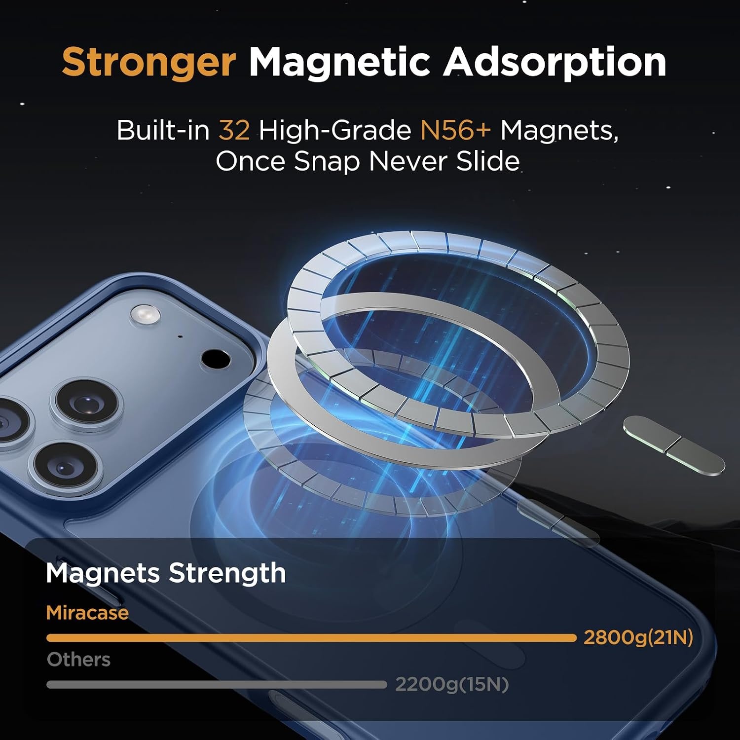 image:imageMiracase for iPhone 16 Pro Max Matte Series Case Magnetic LavenderGlass Blue