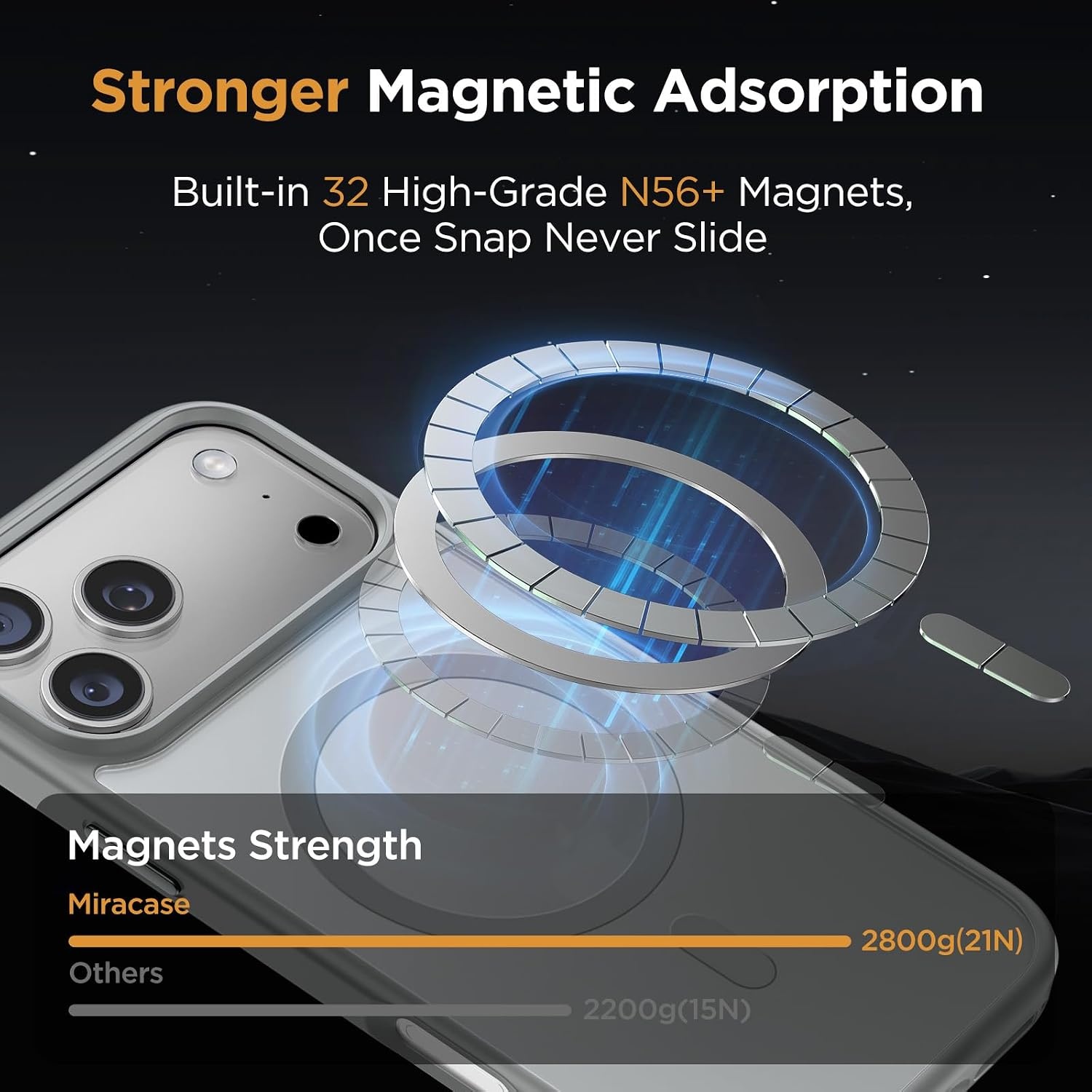 image:imageMiracase for iPhone 16 Pro Max Matte Series Case Magnetic LavenderGray