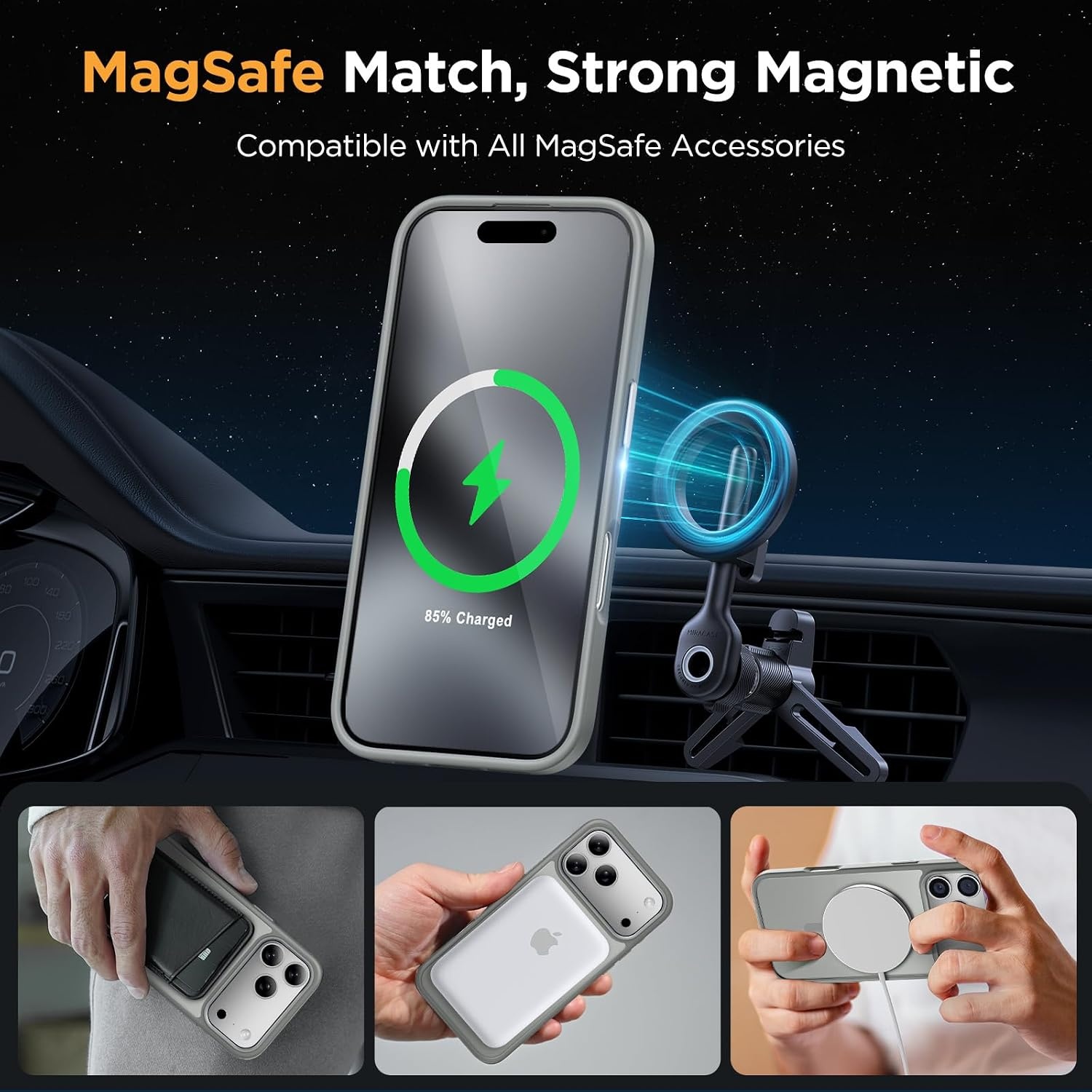 image:imageMiracase for iPhone 16 Pro Max Matte Series Case Magnetic LavenderGray