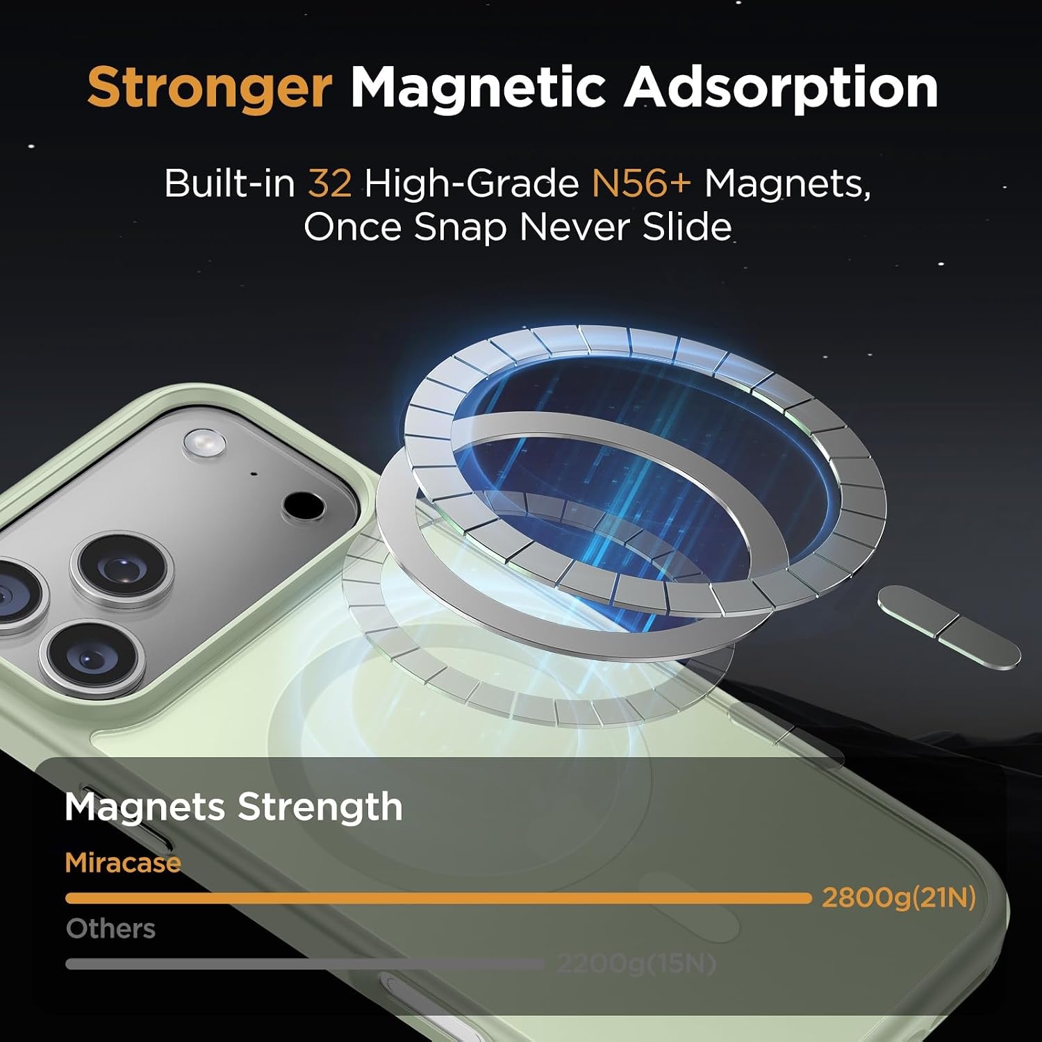 image:imageMiracase for iPhone 16 Pro Max Matte Series Case Magnetic LavenderGreen