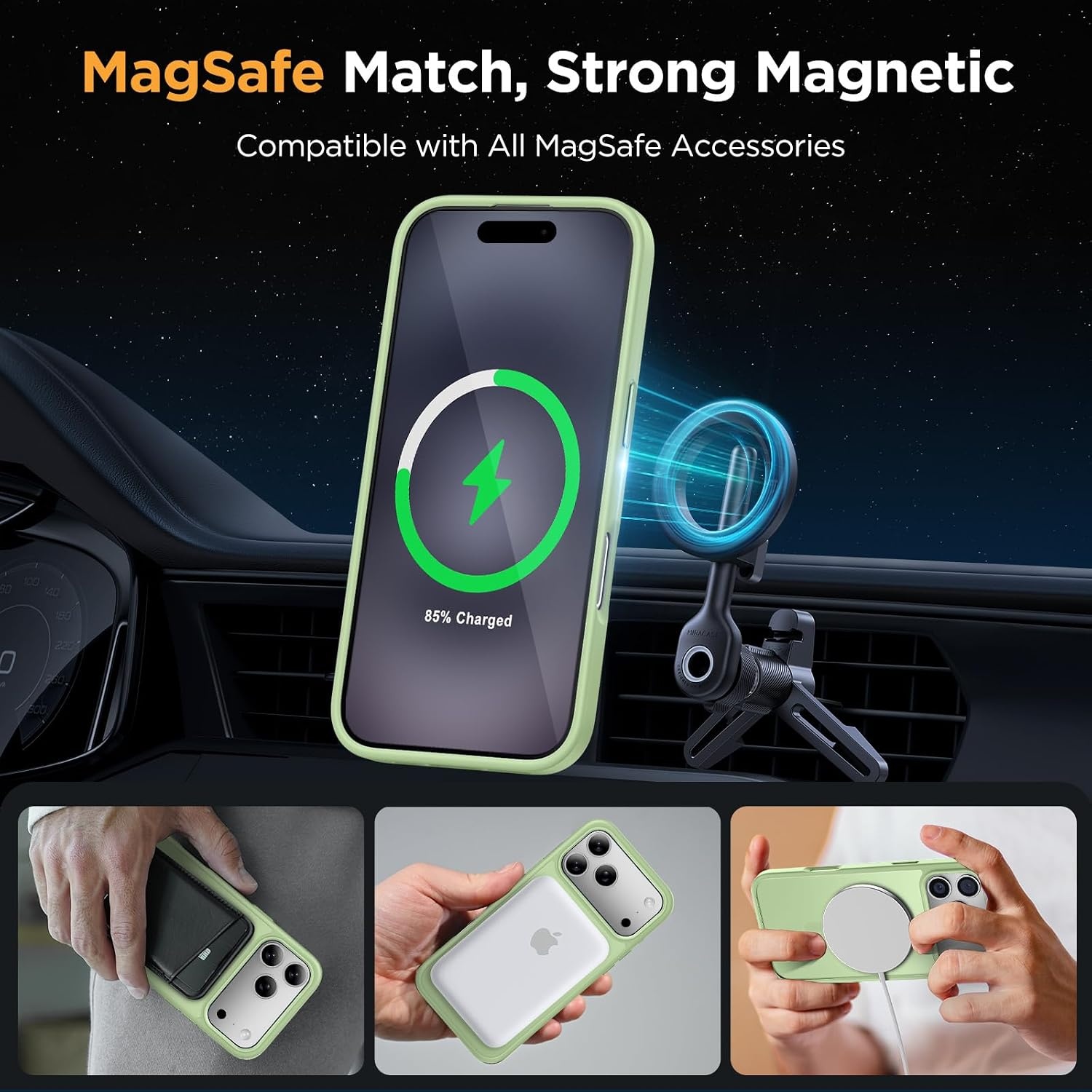 image:imageMiracase for iPhone 16 Pro Max Matte Series Case Magnetic LavenderGreen