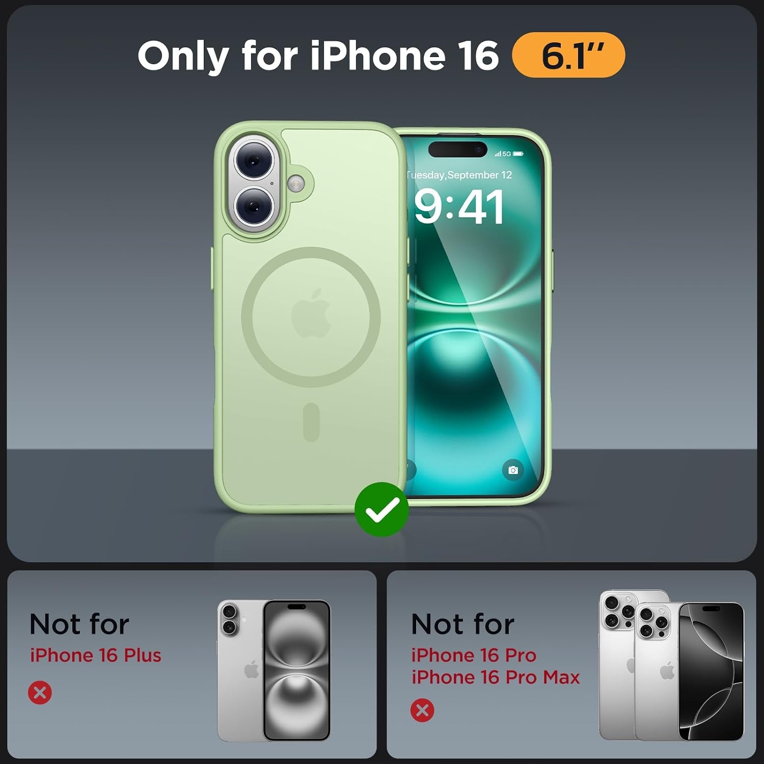 image:imageMiracase for iPhone 16 Pro Max Matte Series Case Magnetic LavenderGreen