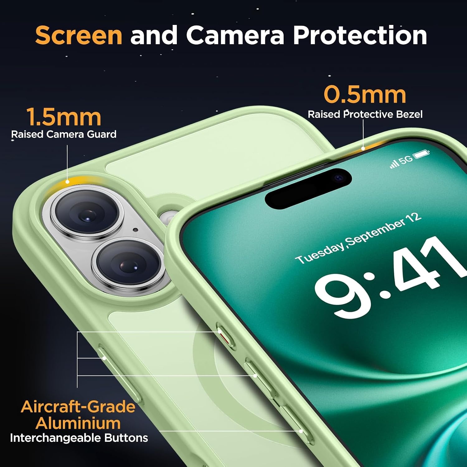 image:imageMiracase for iPhone 16 Pro Max Matte Series Case Magnetic LavenderGreen