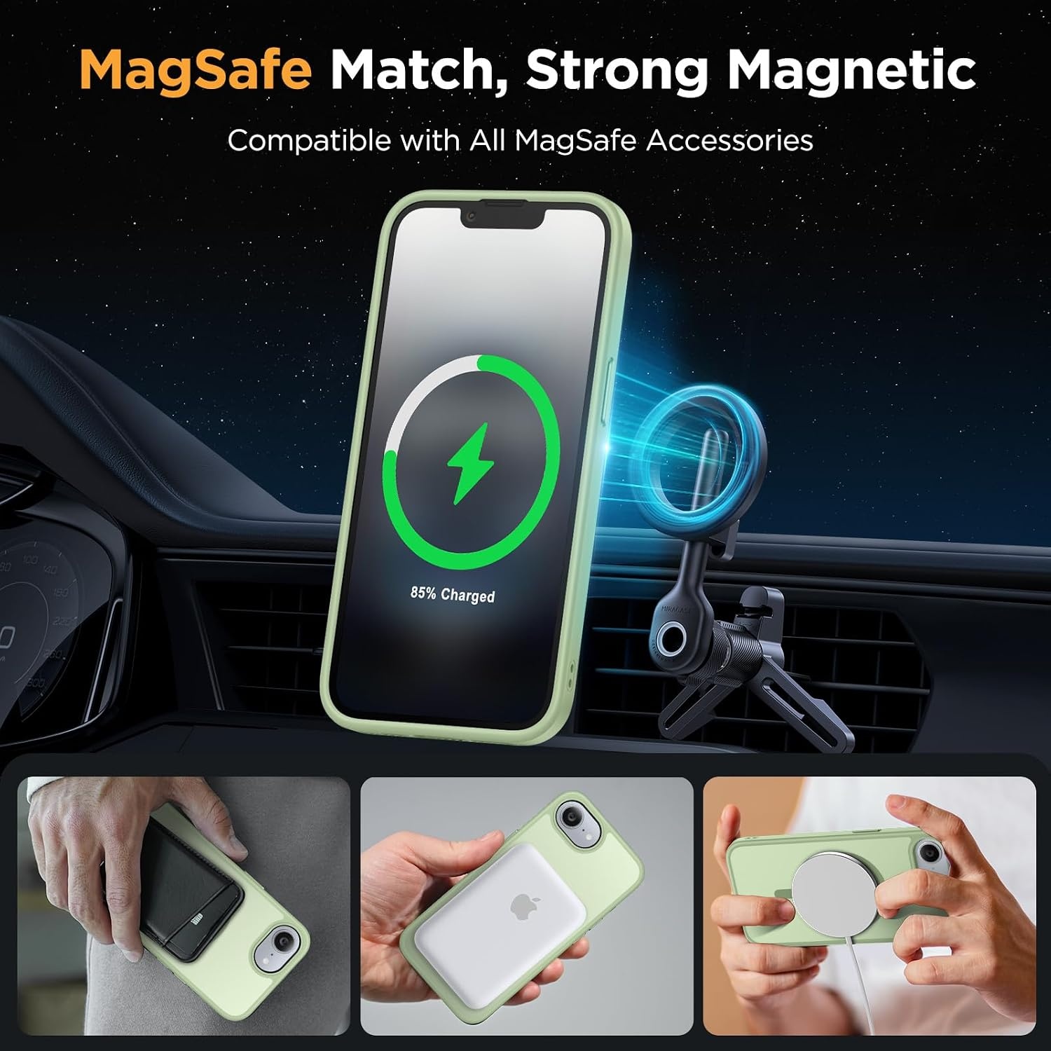 image:imageMiracase for iPhone 16 Pro Max Matte Series Case Magnetic LavenderGreen