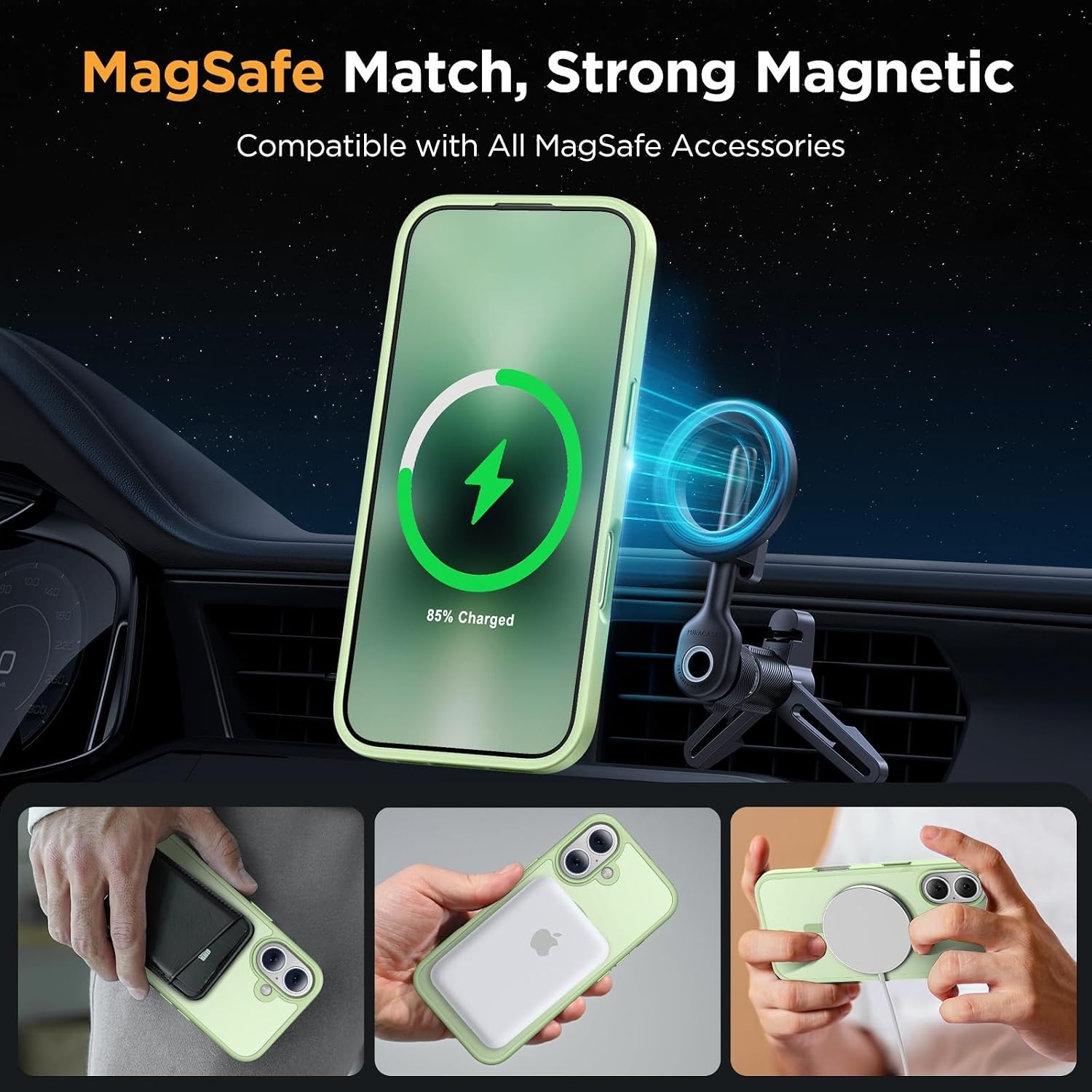 image:imageMiracase for iPhone 16 Pro Max Matte Series Case Magnetic LavenderGreen