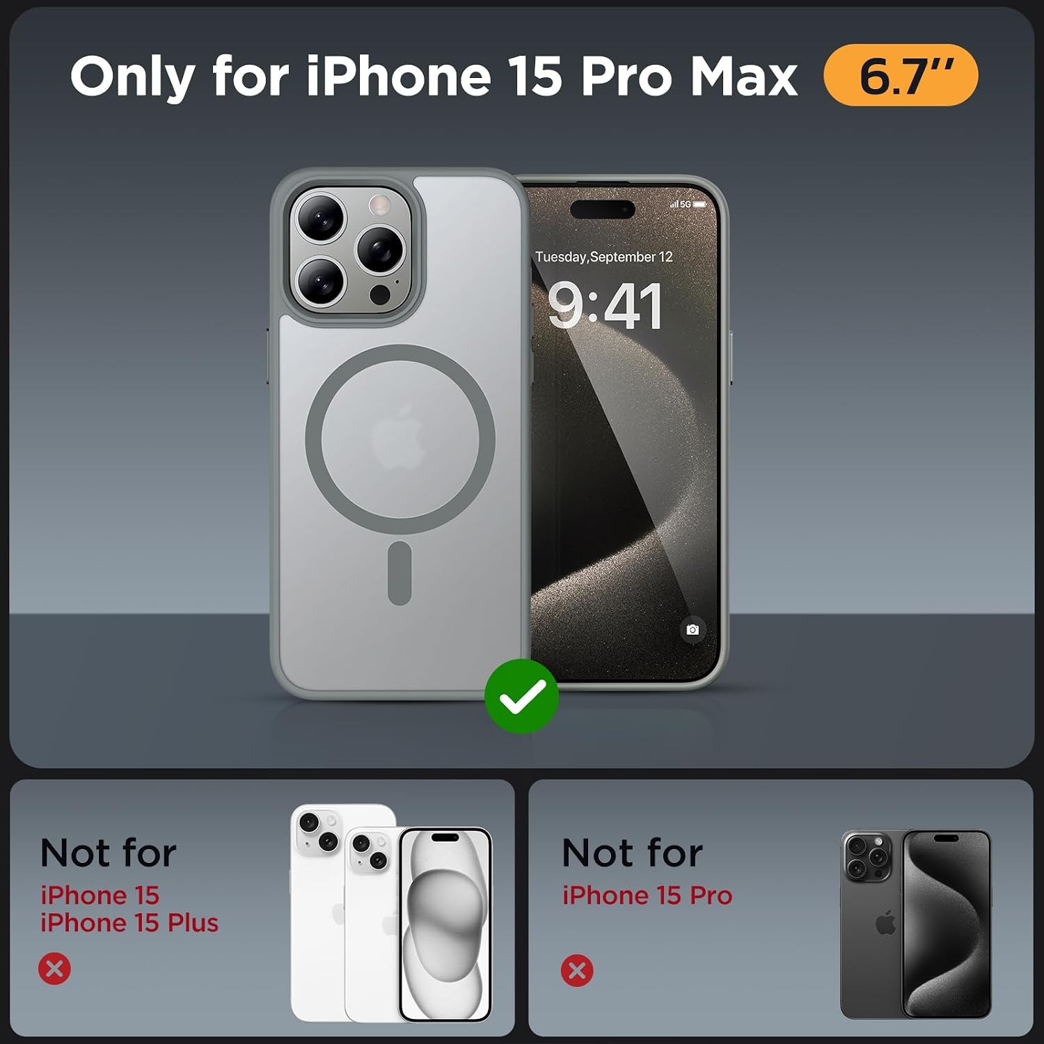 image:imageMiracase for iPhone 16 Pro Max Matte Series Case Magnetic LavenderGrey