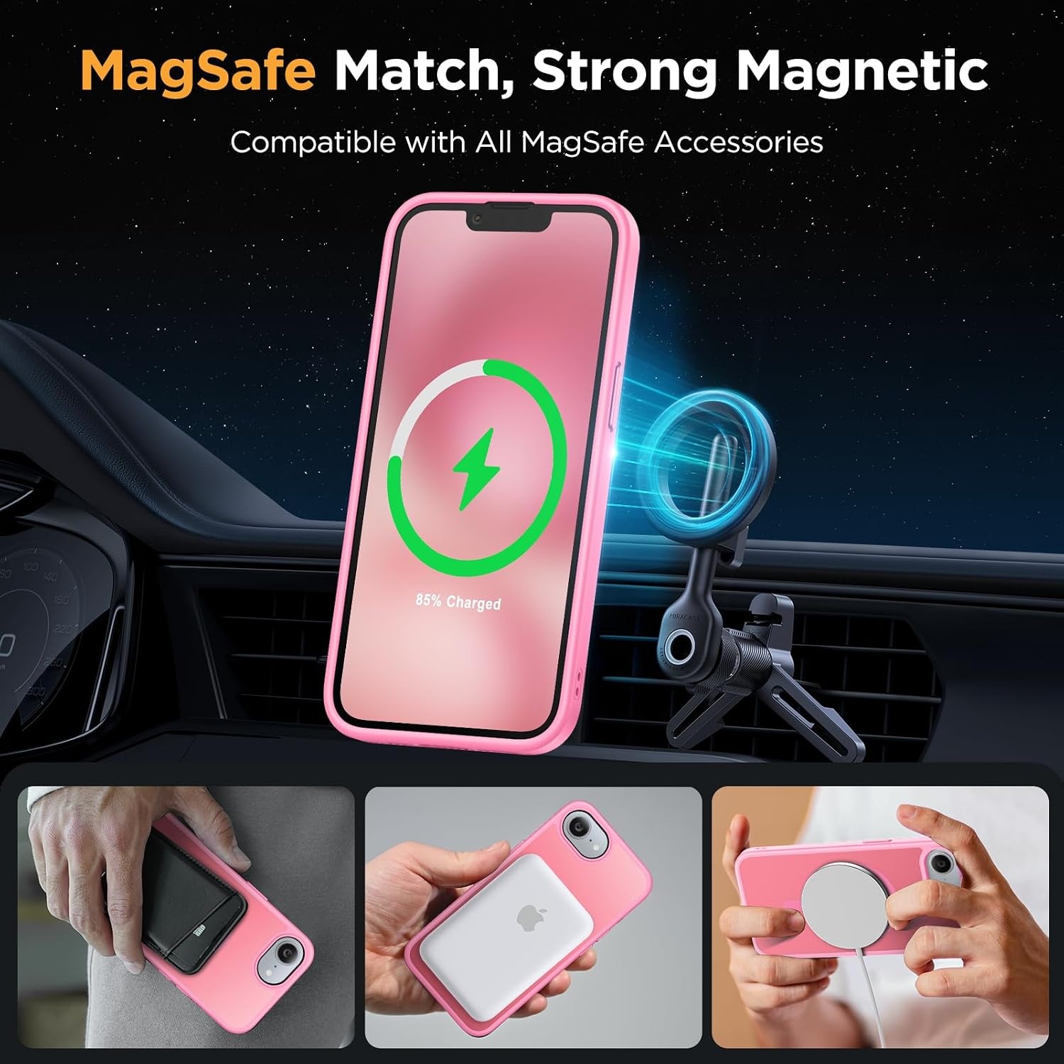 image:imageMiracase for iPhone 16 Pro Max Matte Series Case Magnetic LavenderHot Pink