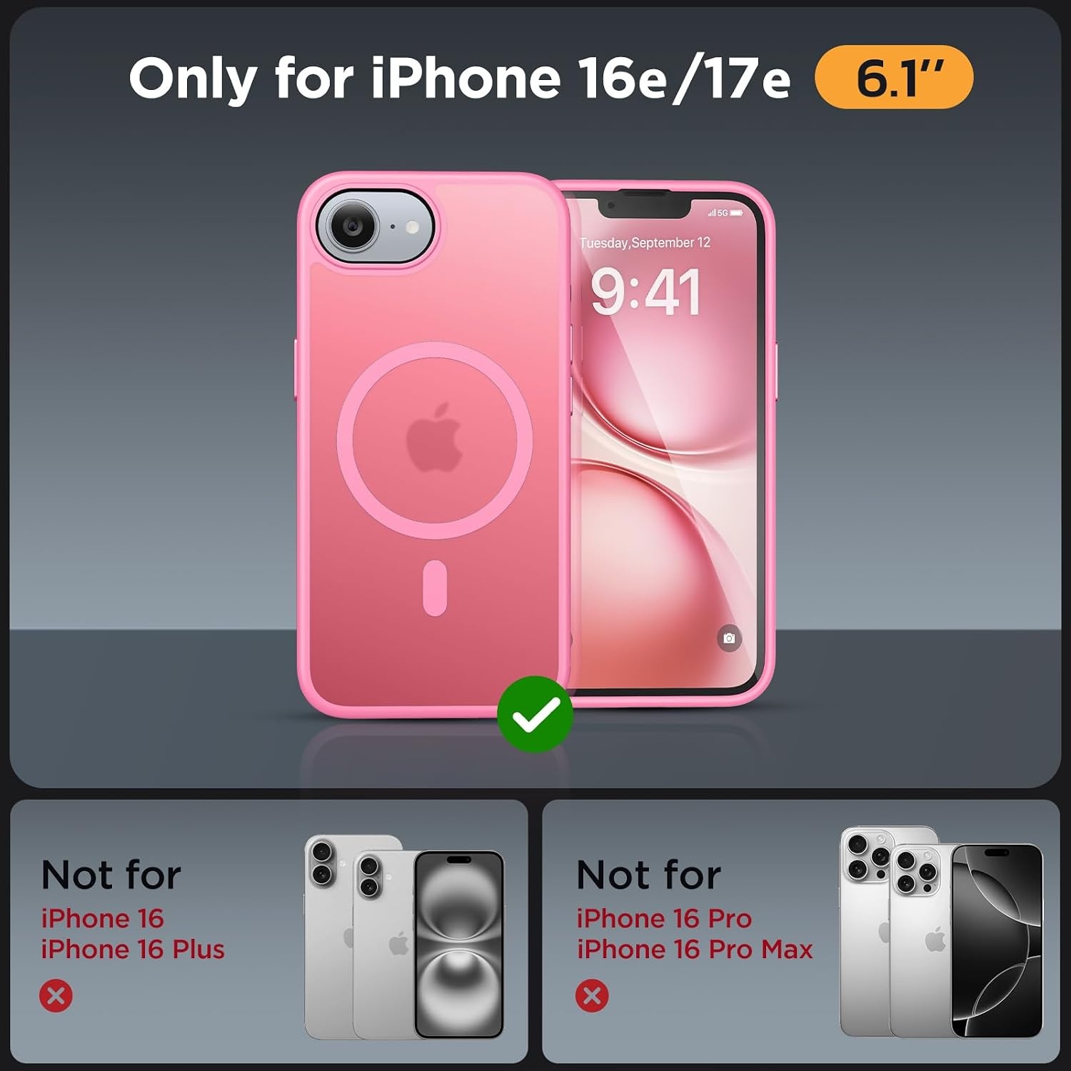 image:imageMiracase for iPhone 16 Pro Max Matte Series Case Magnetic LavenderHot Pink