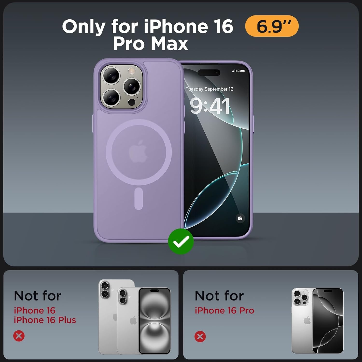 image:imageMiracase for iPhone 16 Pro Max Matte Series Case Magnetic LavenderLavender
