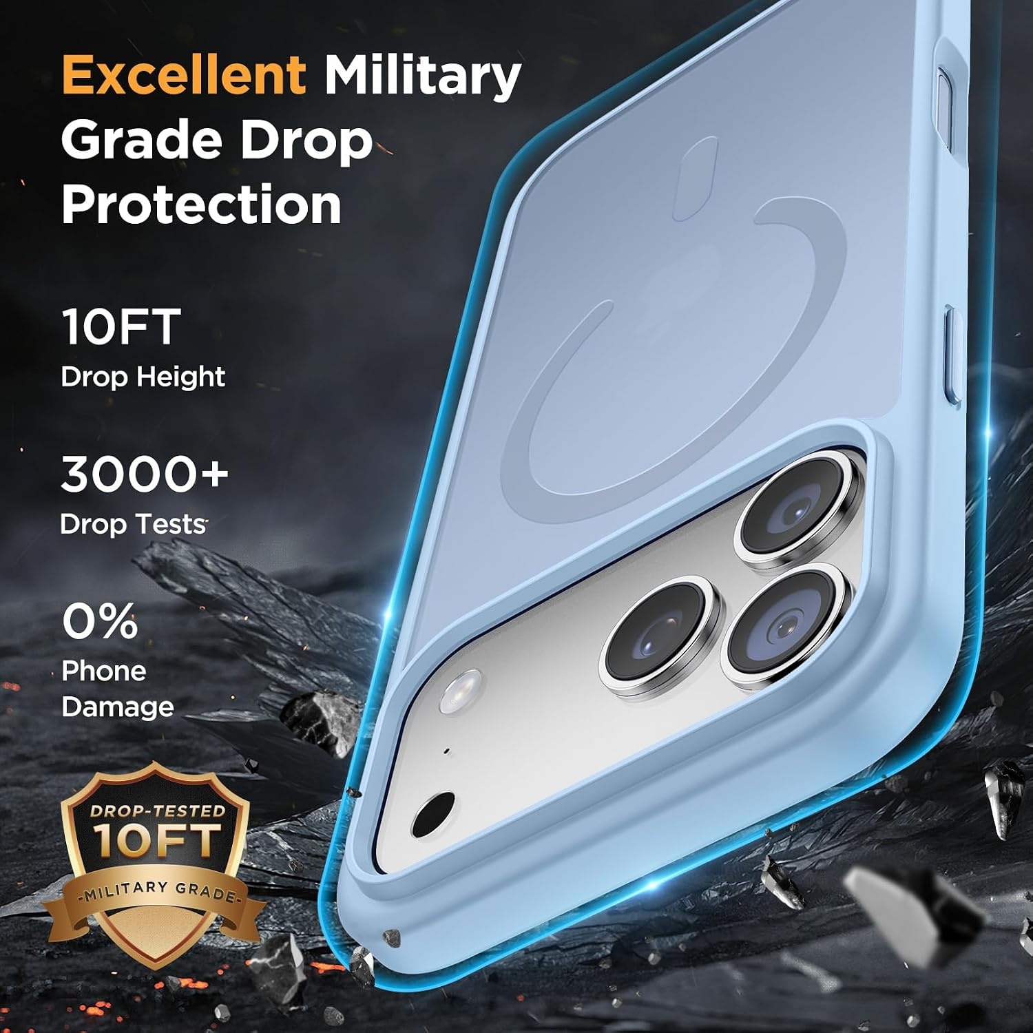 image:imageMiracase for iPhone 16 Pro Max Matte Series Case Magnetic LavenderLight Blue