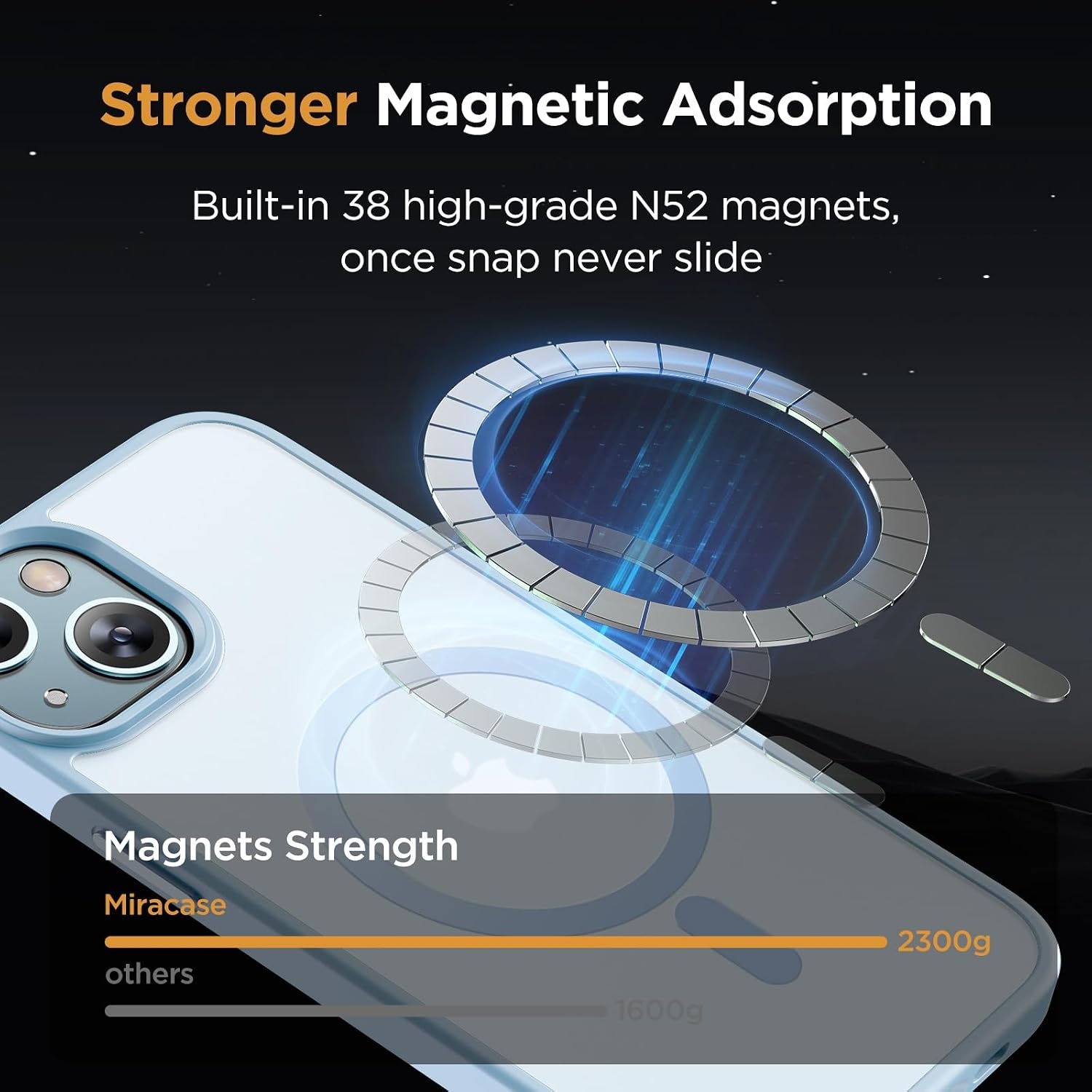 image:imageMiracase for iPhone 16 Pro Max Matte Series Case Magnetic LavenderLight Blue