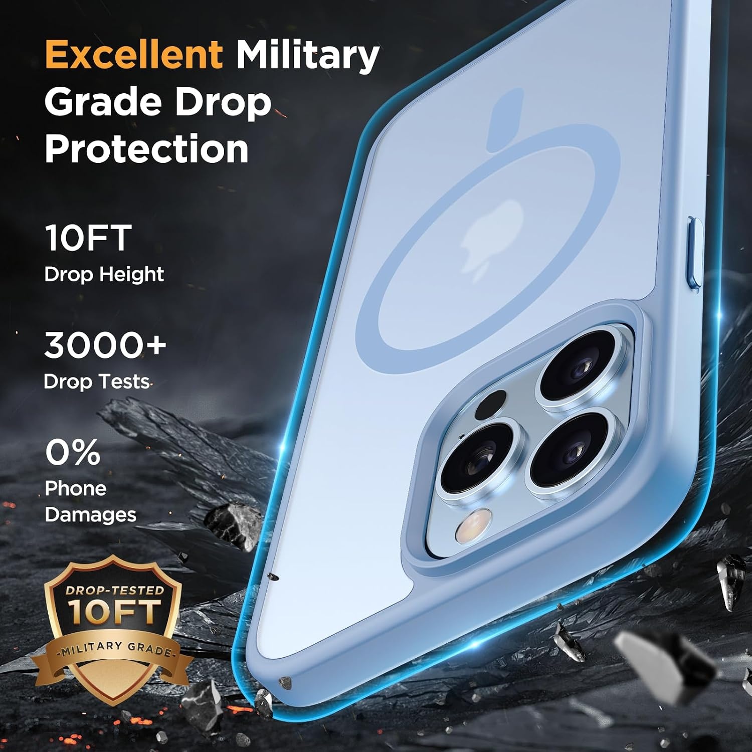 image:imageMiracase for iPhone 16 Pro Max Matte Series Case Magnetic LavenderLight Blue