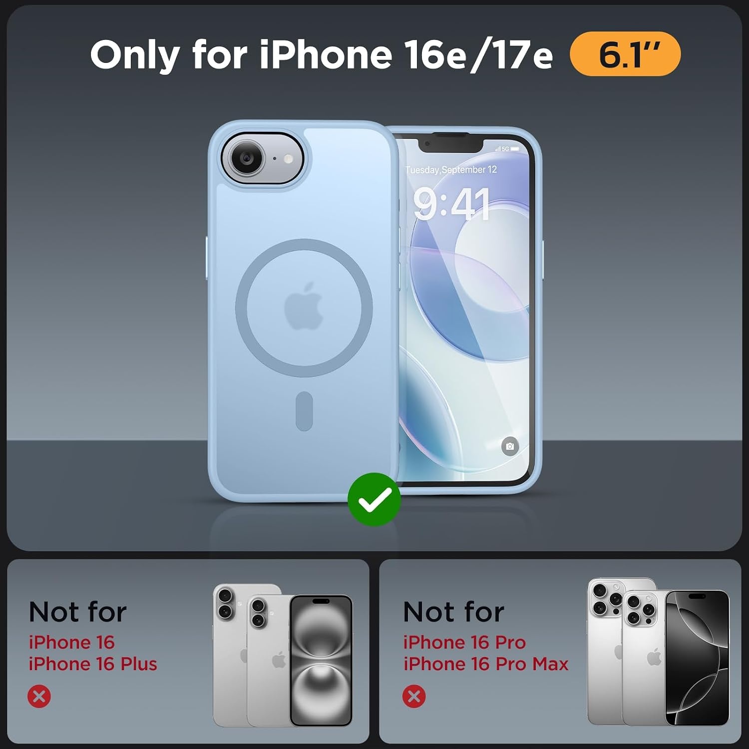image:imageMiracase for iPhone 16 Pro Max Matte Series Case Magnetic LavenderLight Blue