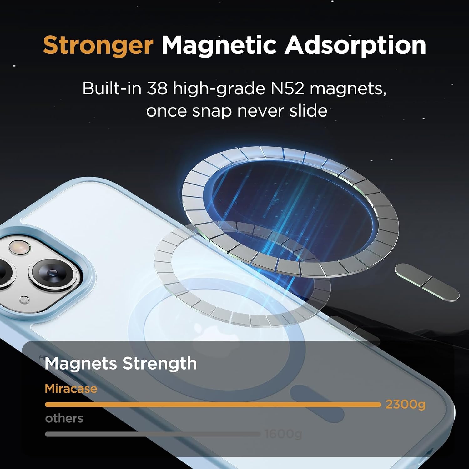 image:imageMiracase for iPhone 16 Pro Max Matte Series Case Magnetic LavenderLight Blue