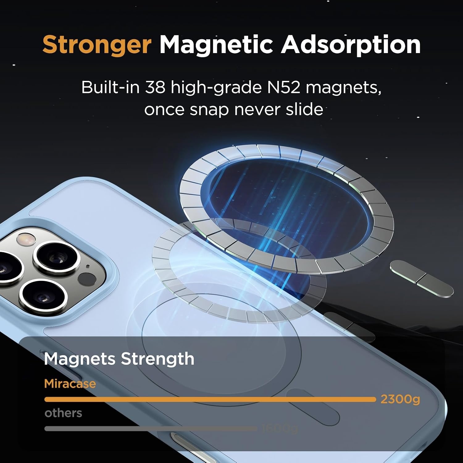 image:imageMiracase for iPhone 16 Pro Max Matte Series Case Magnetic LavenderLight Blue