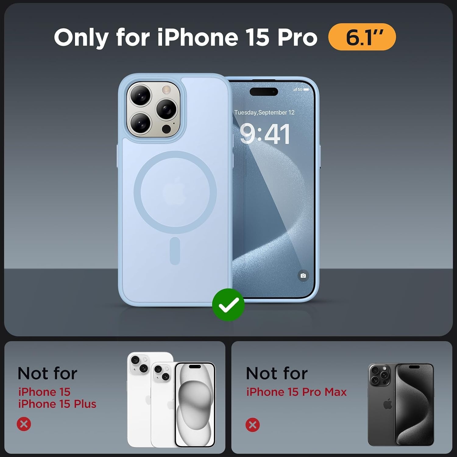 image:imageMiracase for iPhone 16 Pro Max Matte Series Case Magnetic LavenderLight Blue