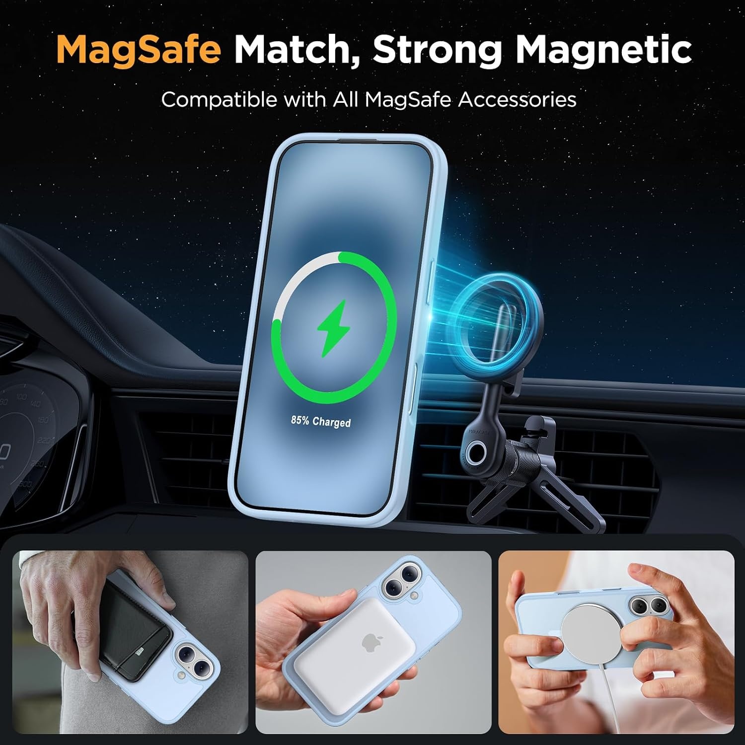 image:imageMiracase for iPhone 16 Pro Max Matte Series Case Magnetic LavenderLight Blue