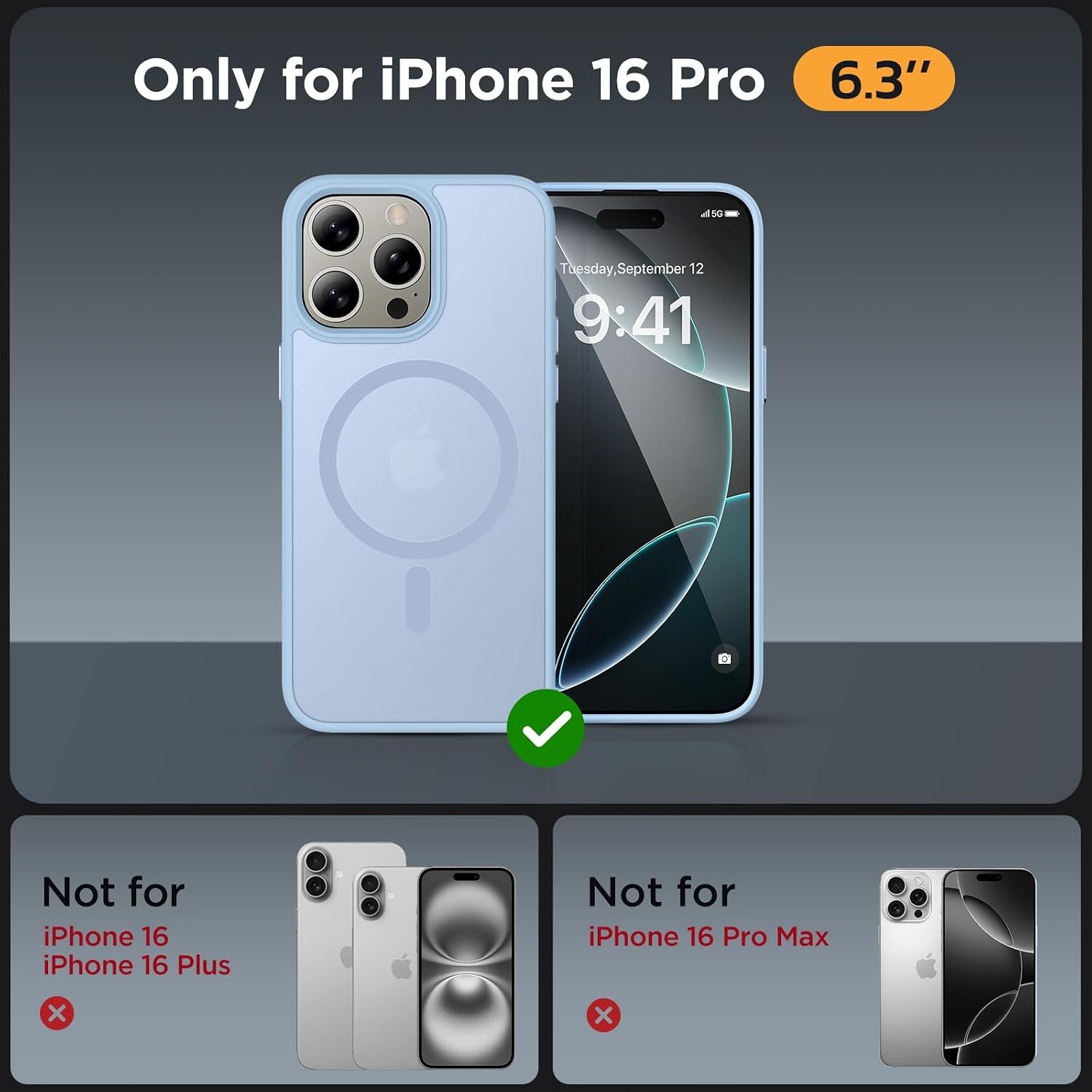 image:imageMiracase for iPhone 16 Pro Max Matte Series Case Magnetic LavenderLight Blue