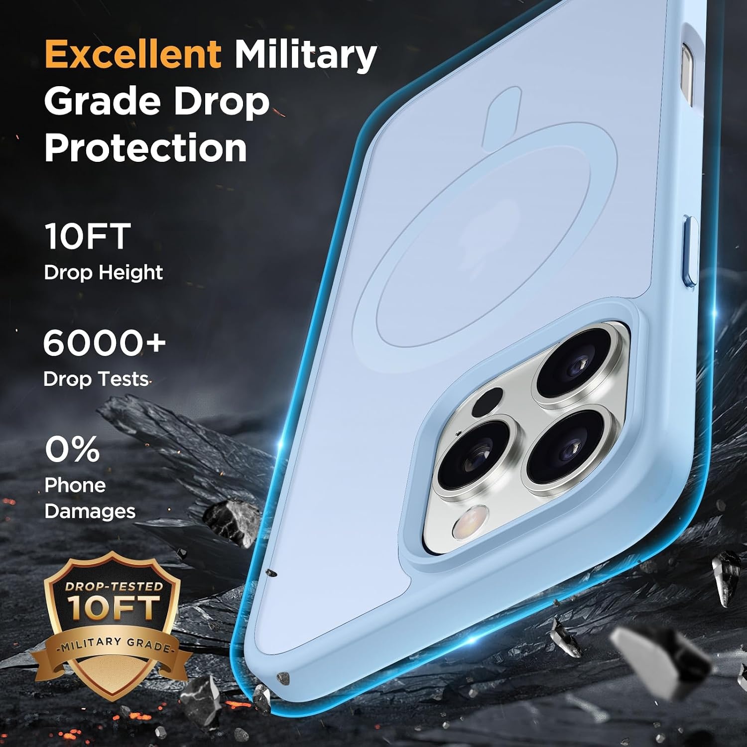 image:imageMiracase for iPhone 16 Pro Max Matte Series Case Magnetic LavenderLight Blue