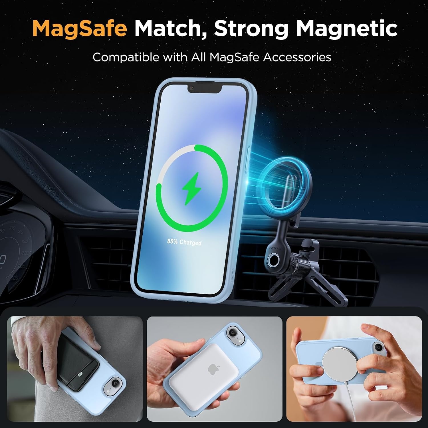 image:imageMiracase for iPhone 16 Pro Max Matte Series Case Magnetic LavenderLight Blue