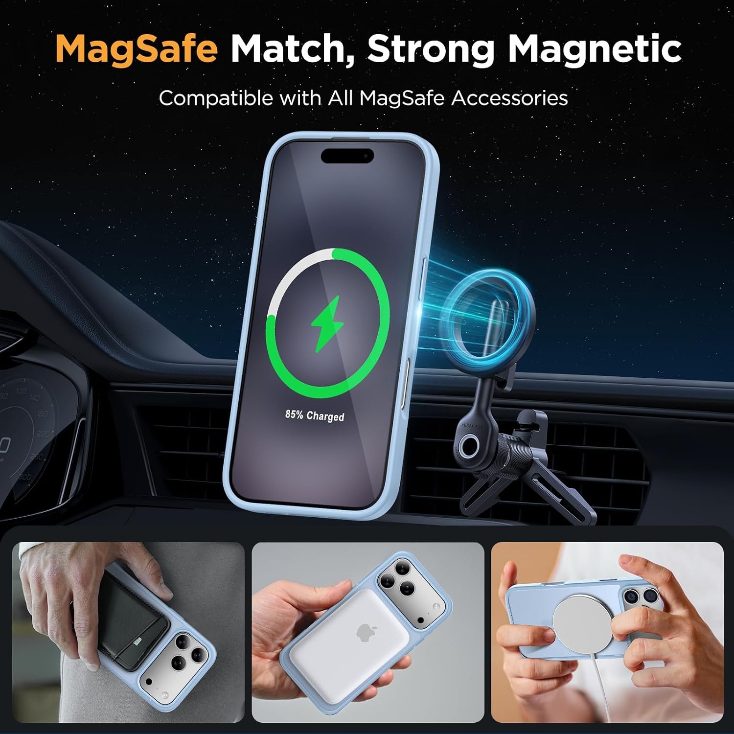 image:imageMiracase for iPhone 16 Pro Max Matte Series Case Magnetic LavenderLight Blue