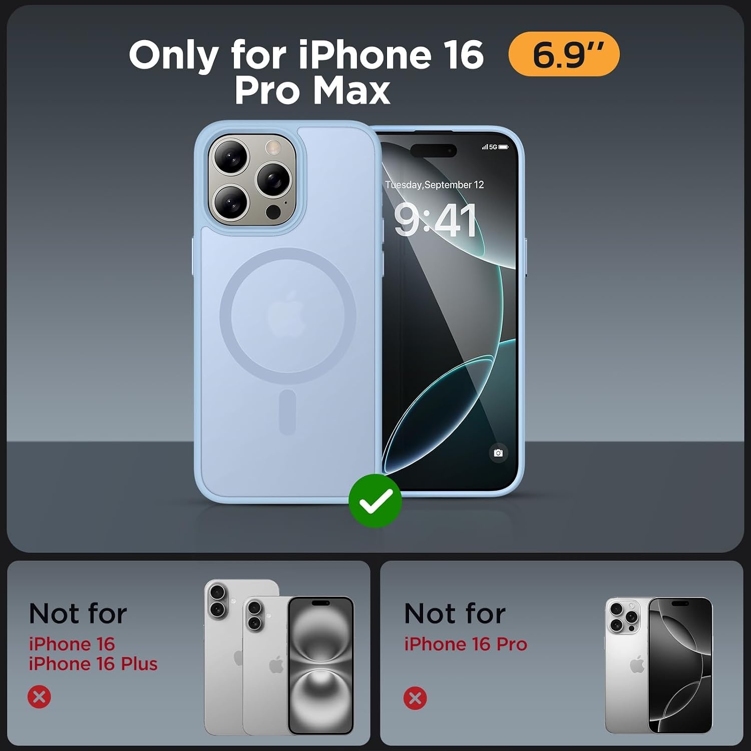 image:imageMiracase for iPhone 16 Pro Max Matte Series Case Magnetic LavenderLight Blue