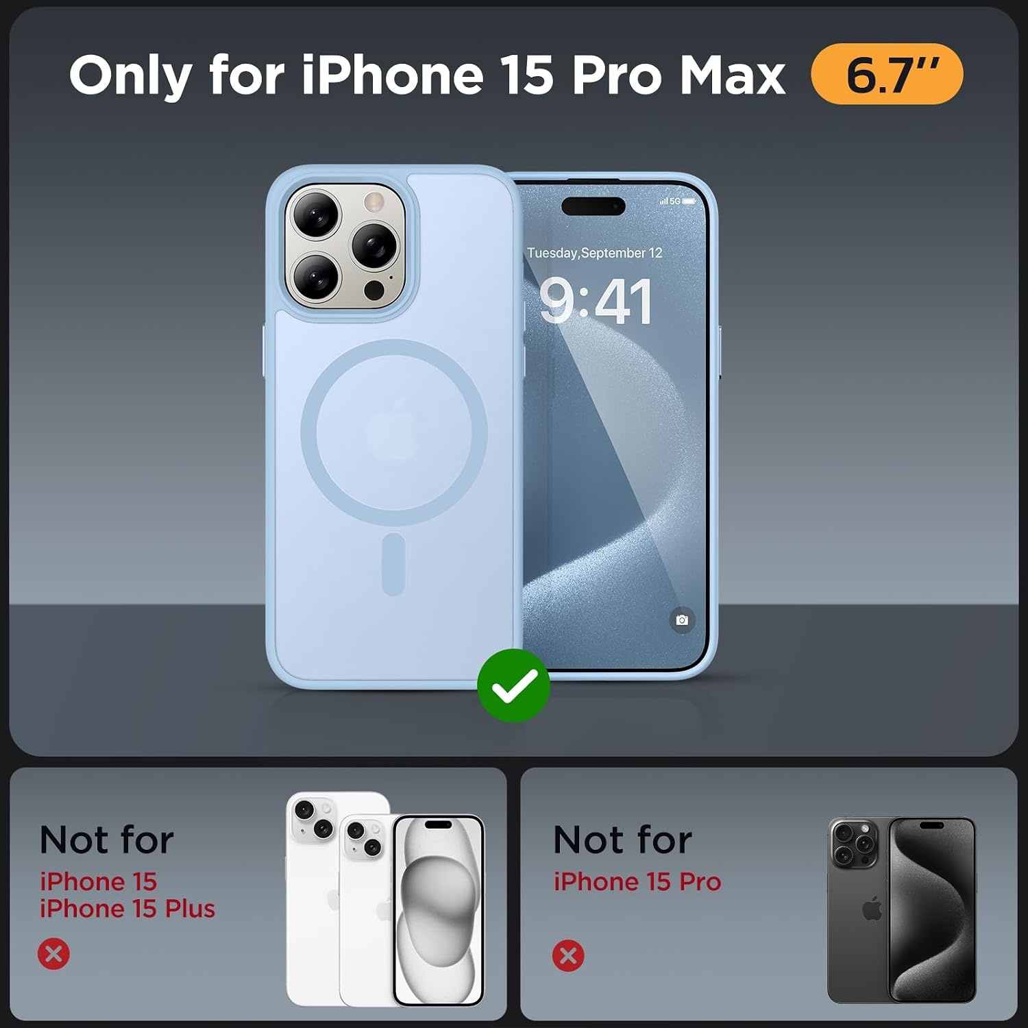 image:imageMiracase for iPhone 16 Pro Max Matte Series Case Magnetic LavenderLight Blue