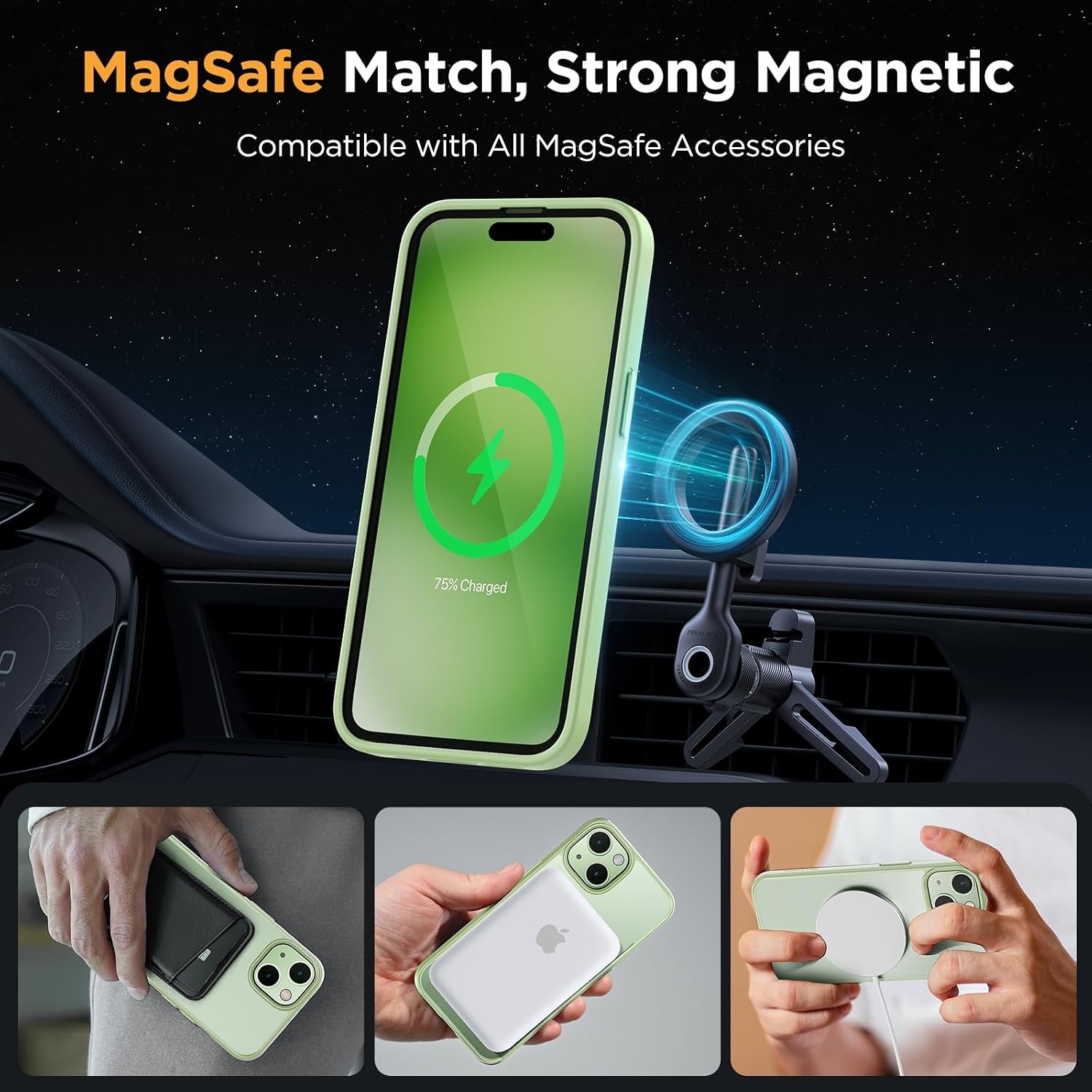 image:imageMiracase for iPhone 16 Pro Max Matte Series Case Magnetic LavenderLight Green
