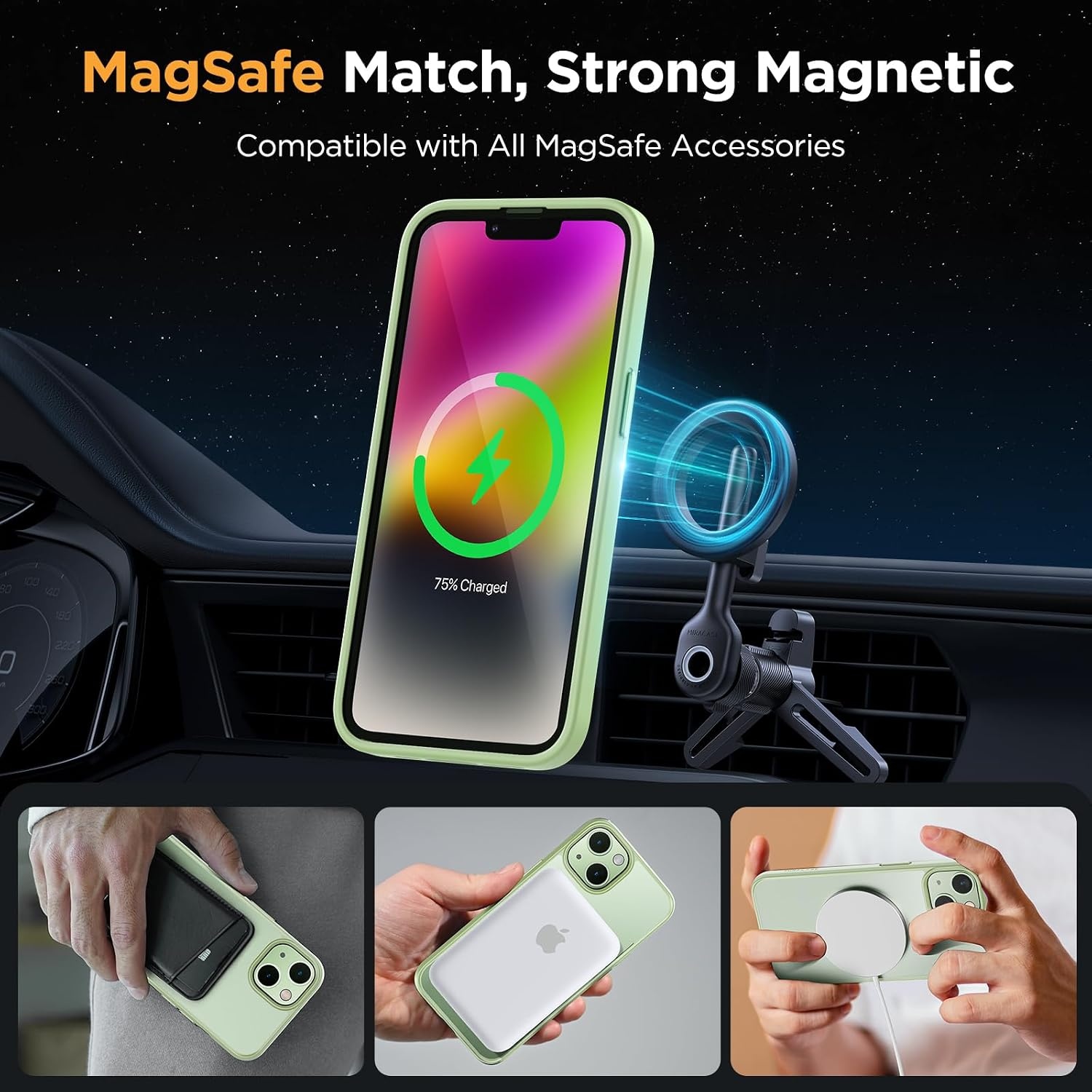 image:imageMiracase for iPhone 16 Pro Max Matte Series Case Magnetic LavenderLight Green