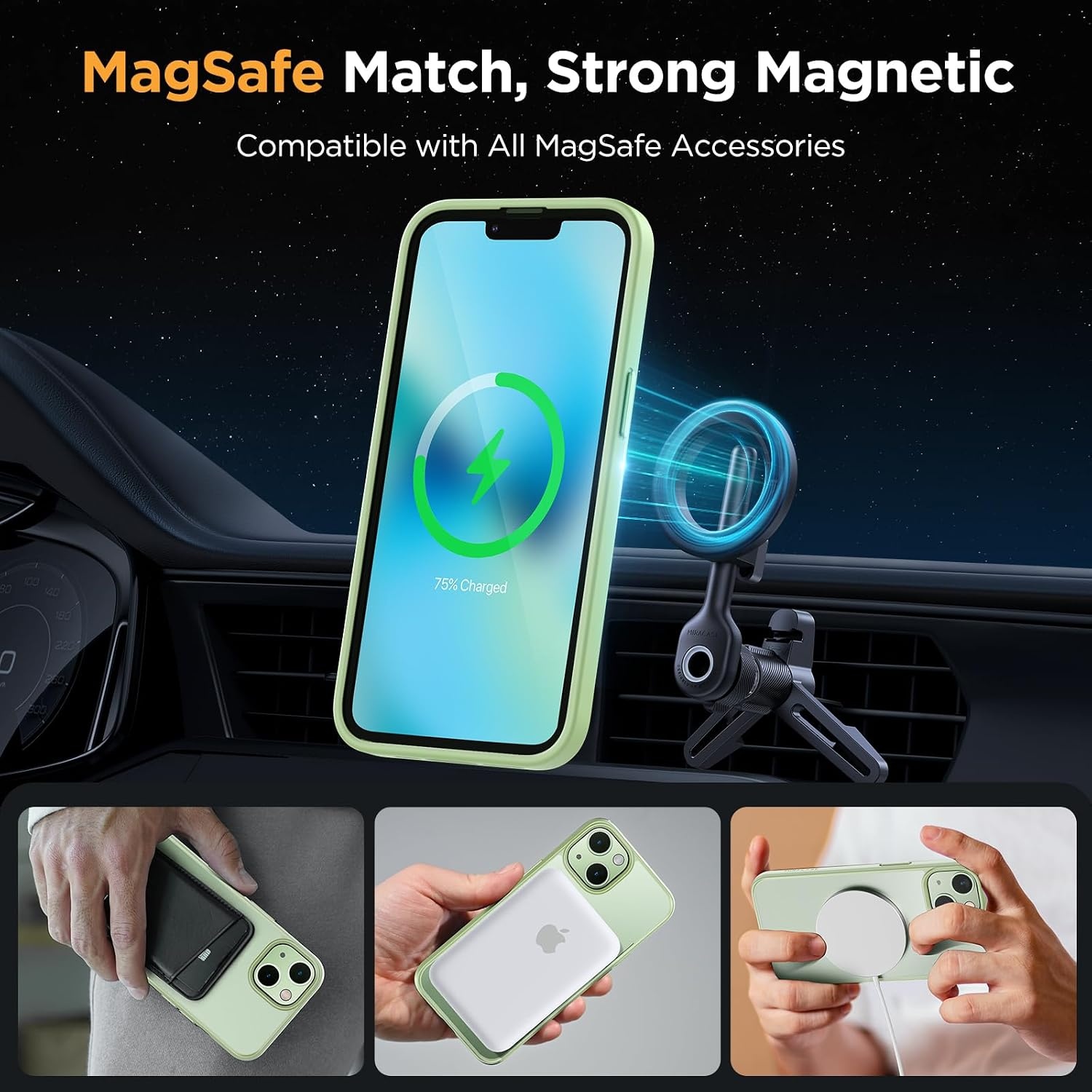 image:imageMiracase for iPhone 16 Pro Max Matte Series Case Magnetic LavenderLight Green