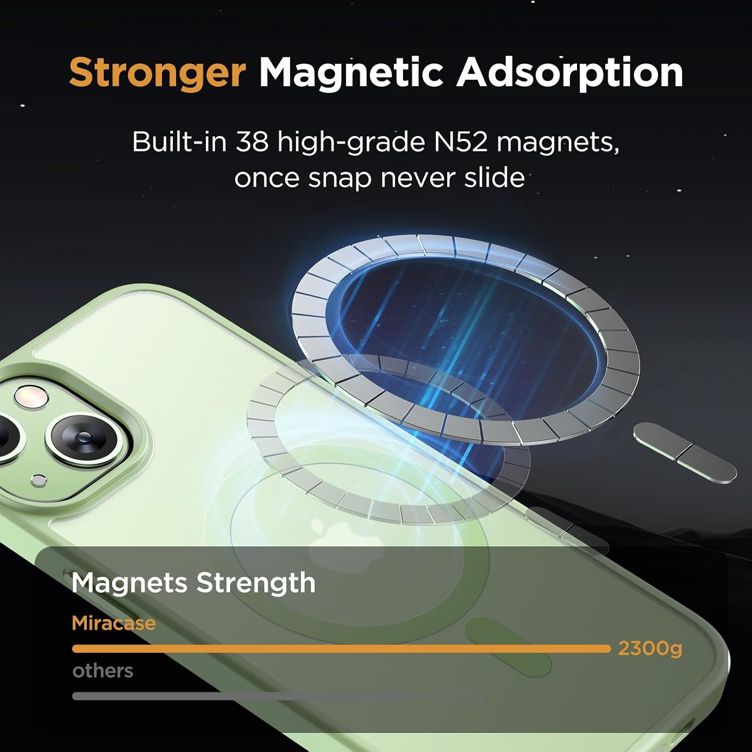 image:imageMiracase for iPhone 16 Pro Max Matte Series Case Magnetic LavenderLight Green
