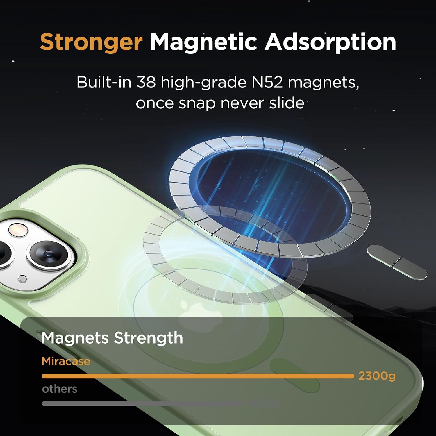 image:imageMiracase for iPhone 16 Pro Max Matte Series Case Magnetic LavenderLight Green