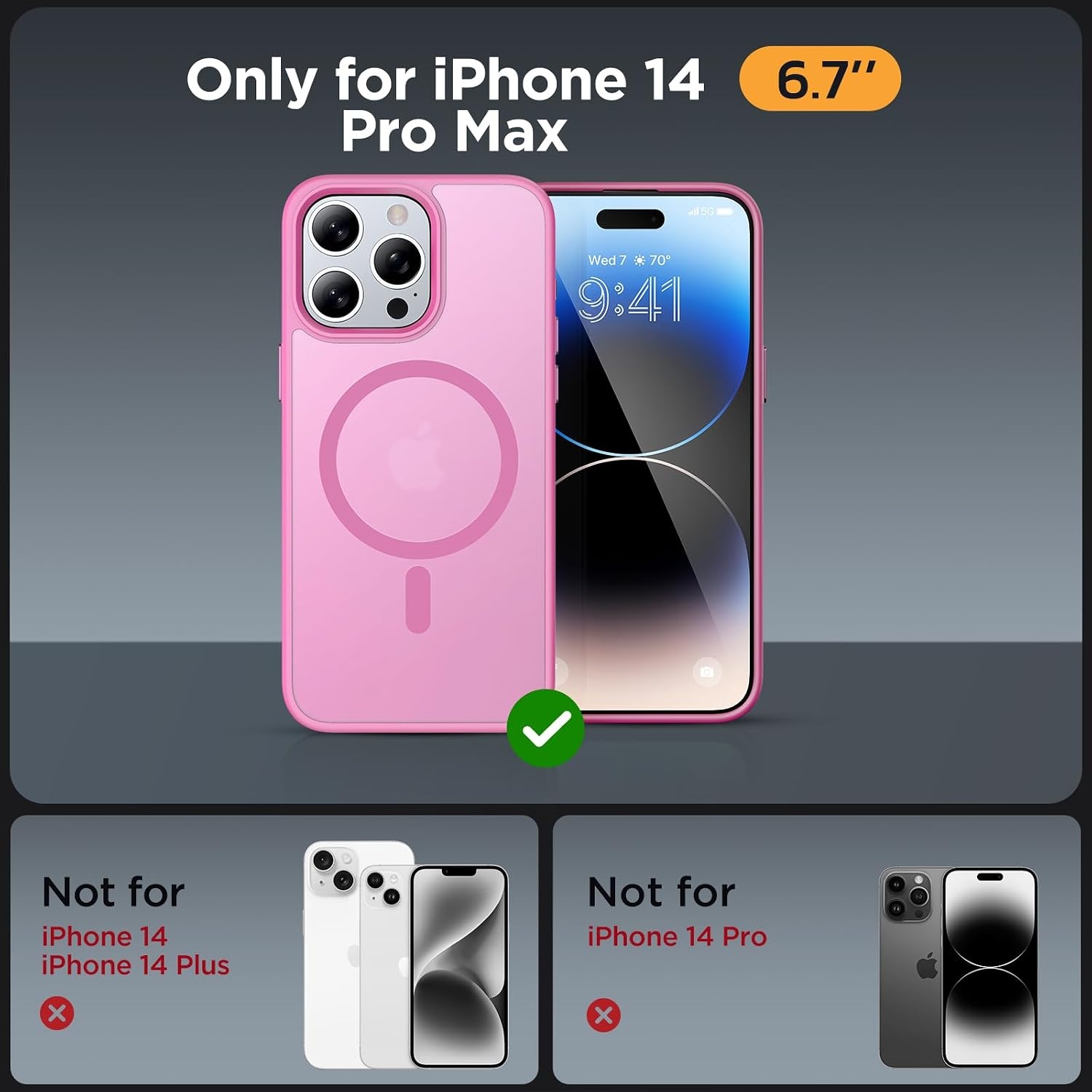 image:imageMiracase for iPhone 16 Pro Max Matte Series Case Magnetic LavenderLight Pink