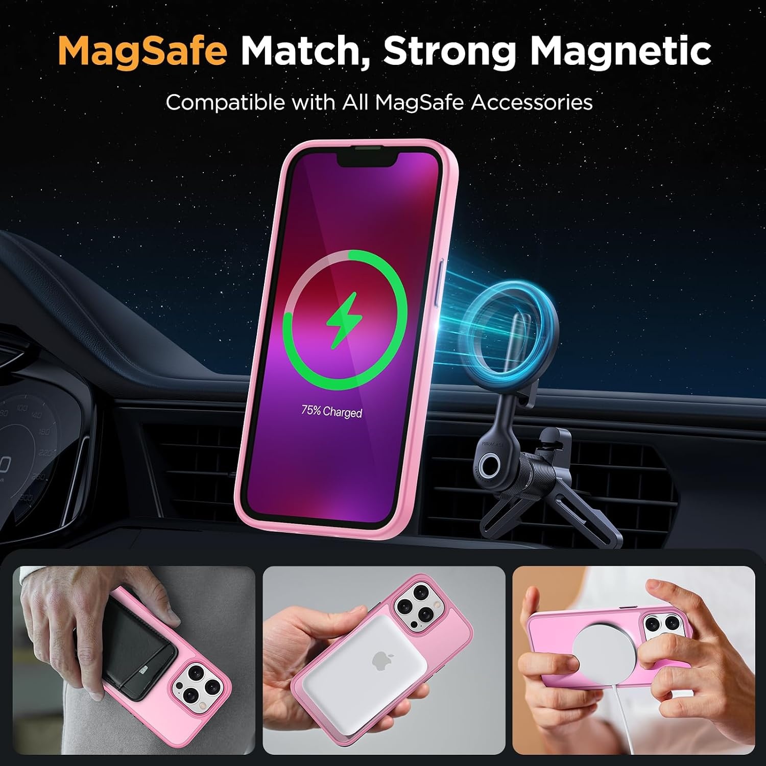 image:imageMiracase for iPhone 16 Pro Max Matte Series Case Magnetic LavenderLight Pink