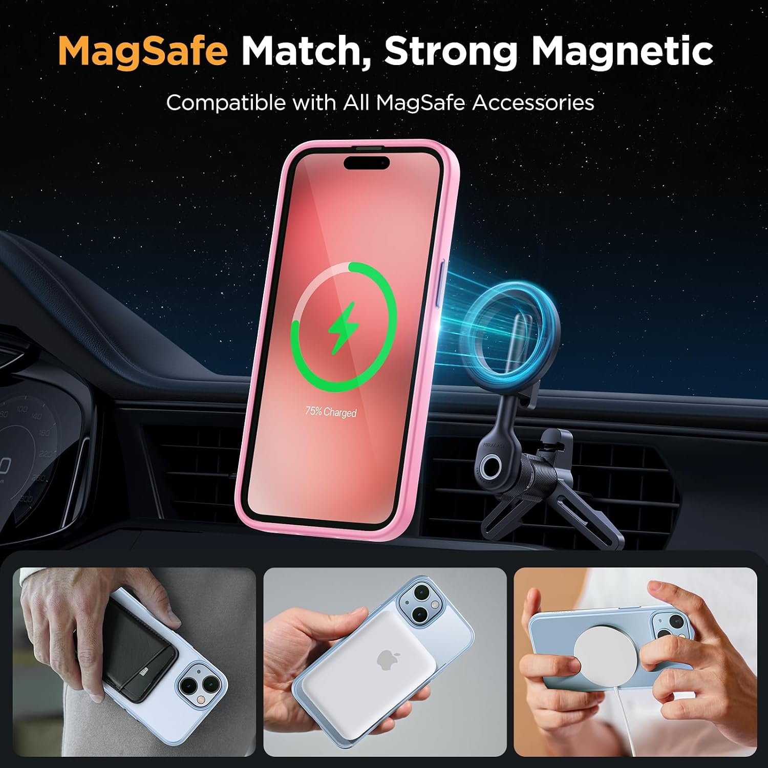 image:imageMiracase for iPhone 16 Pro Max Matte Series Case Magnetic LavenderLight Pink