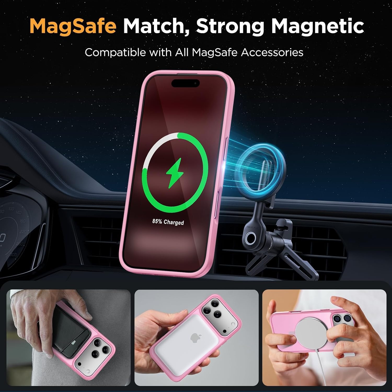 image:imageMiracase for iPhone 16 Pro Max Matte Series Case Magnetic LavenderLight Pink