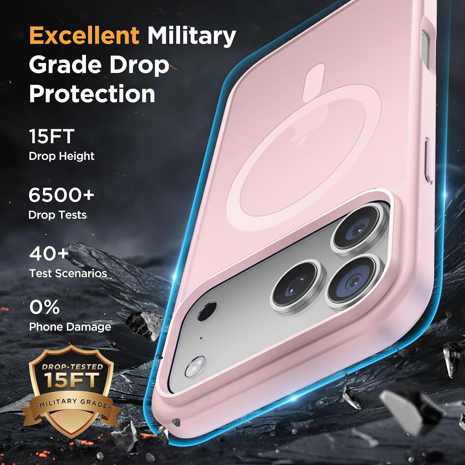 image:imageMiracase for iPhone 16 Pro Max Matte Series Case Magnetic LavenderLight Pink