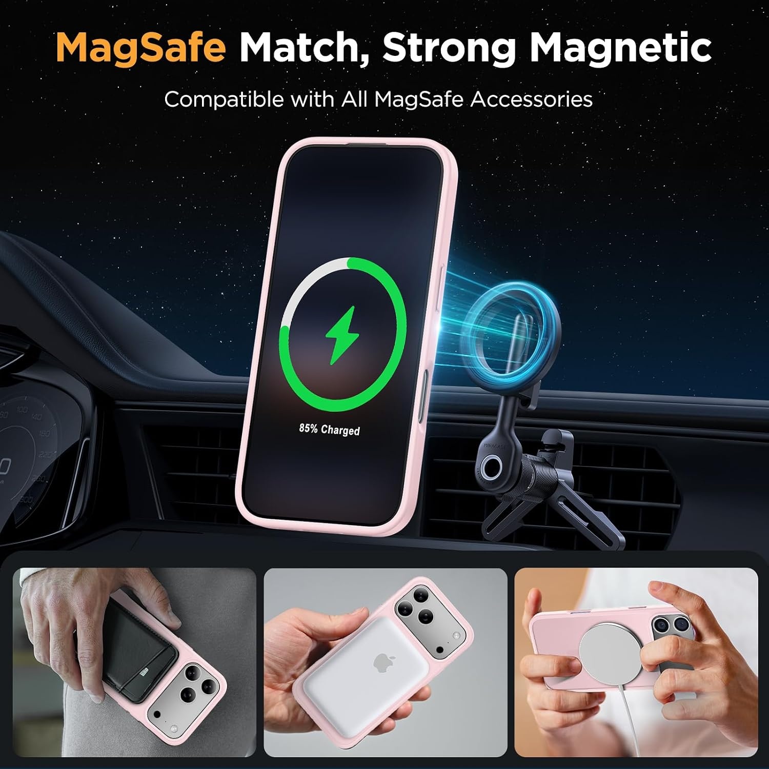 image:imageMiracase for iPhone 16 Pro Max Matte Series Case Magnetic LavenderLight Pink