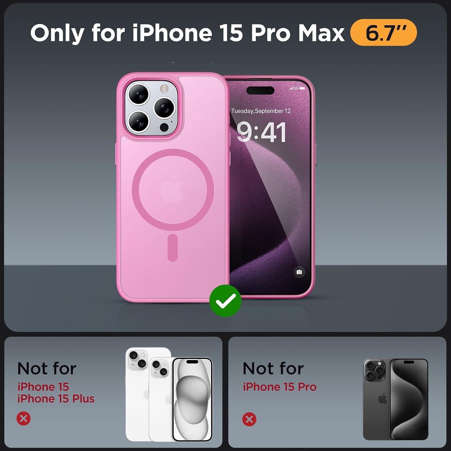 image:imageMiracase for iPhone 16 Pro Max Matte Series Case Magnetic LavenderLight Pink
