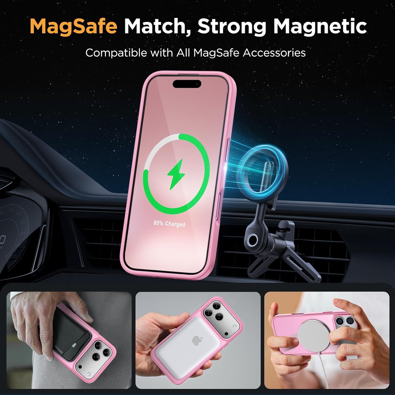 image:imageMiracase for iPhone 16 Pro Max Matte Series Case Magnetic LavenderLight Pink