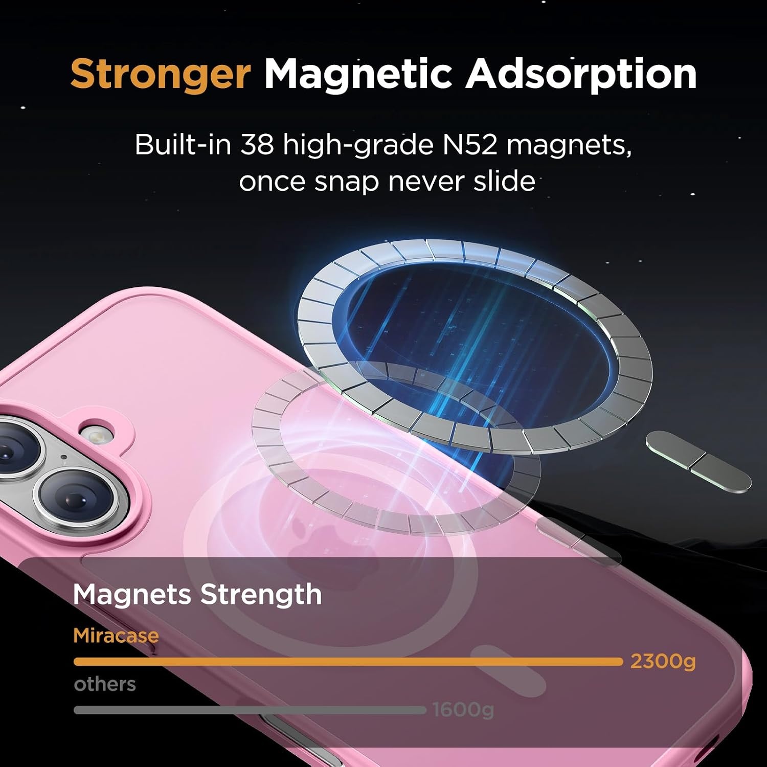 image:imageMiracase for iPhone 16 Pro Max Matte Series Case Magnetic LavenderLight Pink