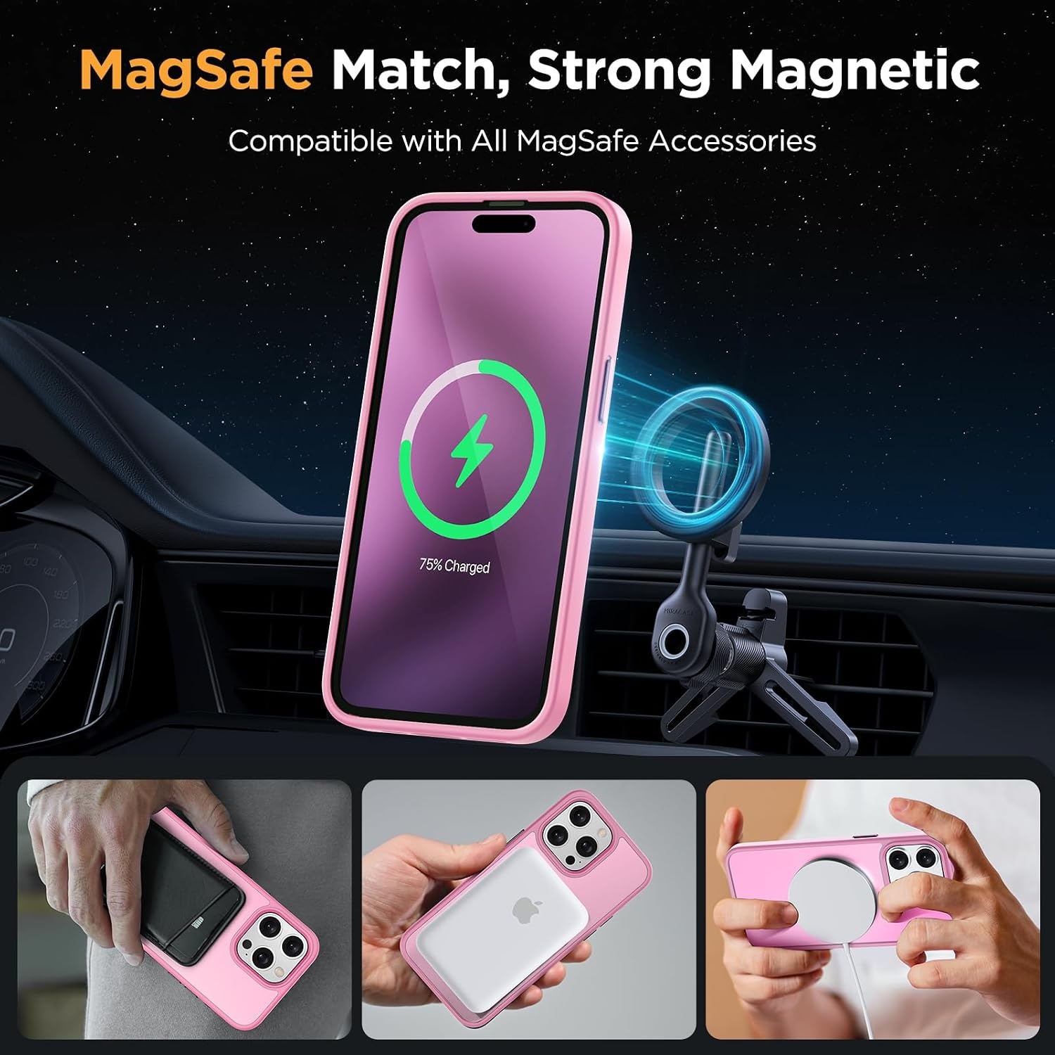 image:imageMiracase for iPhone 16 Pro Max Matte Series Case Magnetic LavenderLight Pink