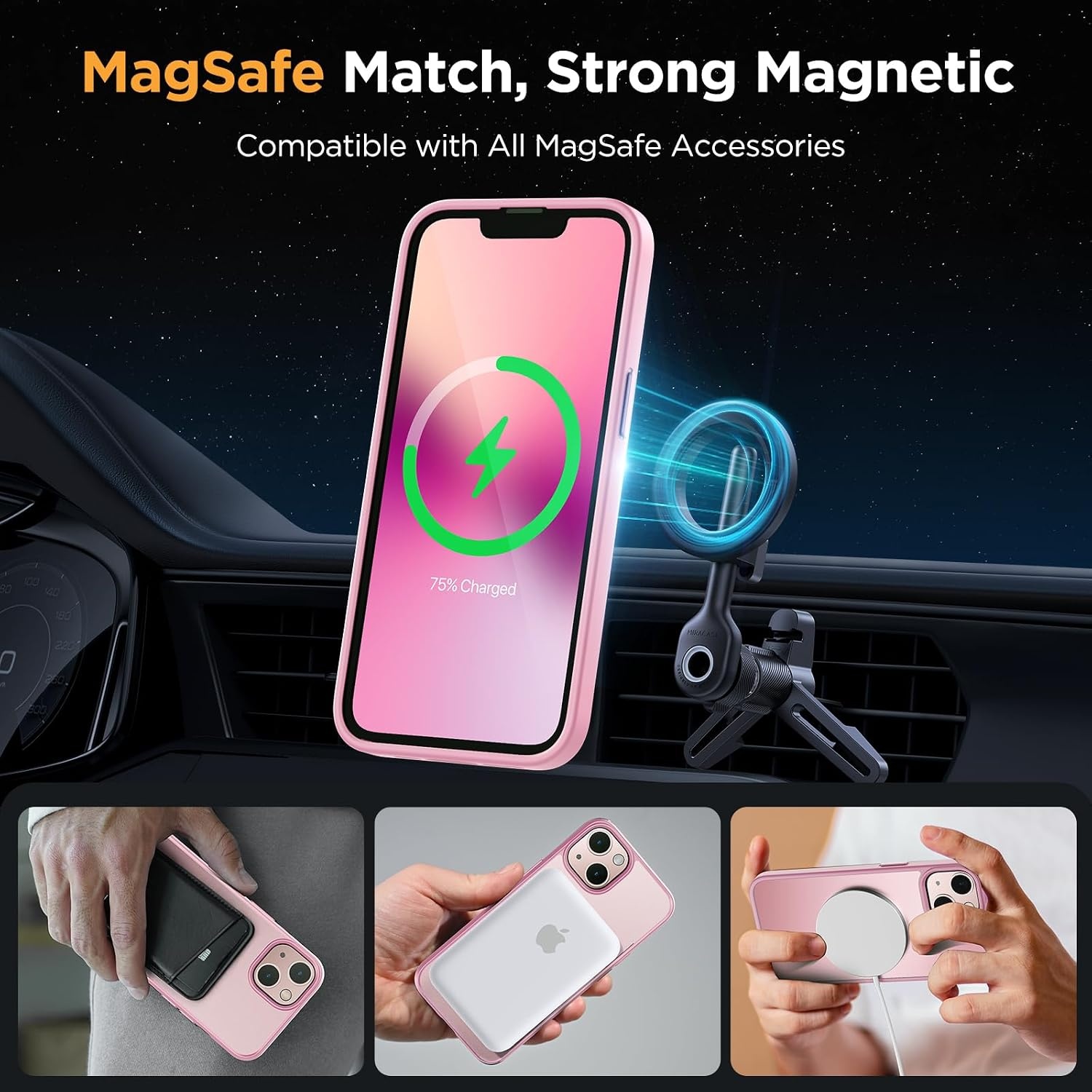 image:imageMiracase for iPhone 16 Pro Max Matte Series Case Magnetic LavenderLight Pink
