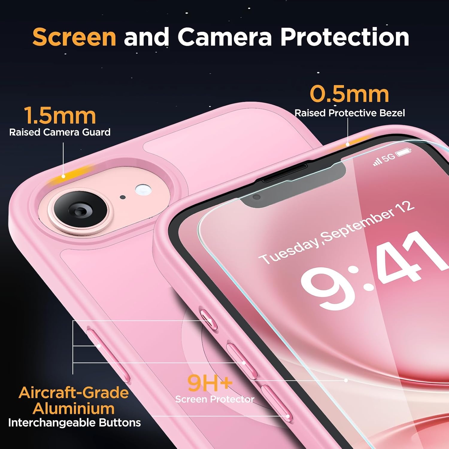 image:imageMiracase for iPhone 16 Pro Max Matte Series Case Magnetic LavenderLight Pink