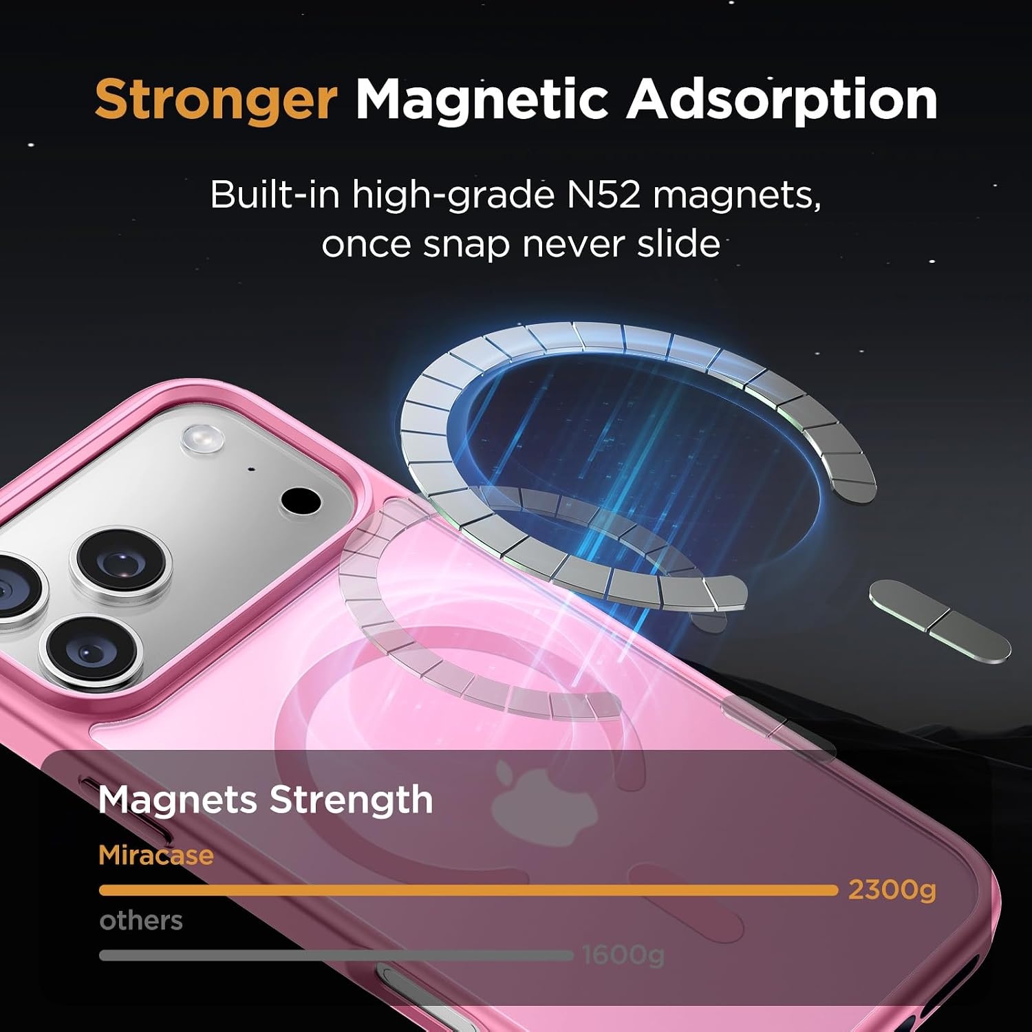 image:imageMiracase for iPhone 16 Pro Max Matte Series Case Magnetic LavenderLight Pink