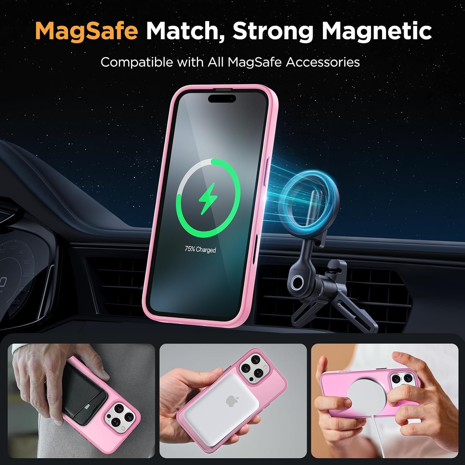 image:imageMiracase for iPhone 16 Pro Max Matte Series Case Magnetic LavenderLight Pink