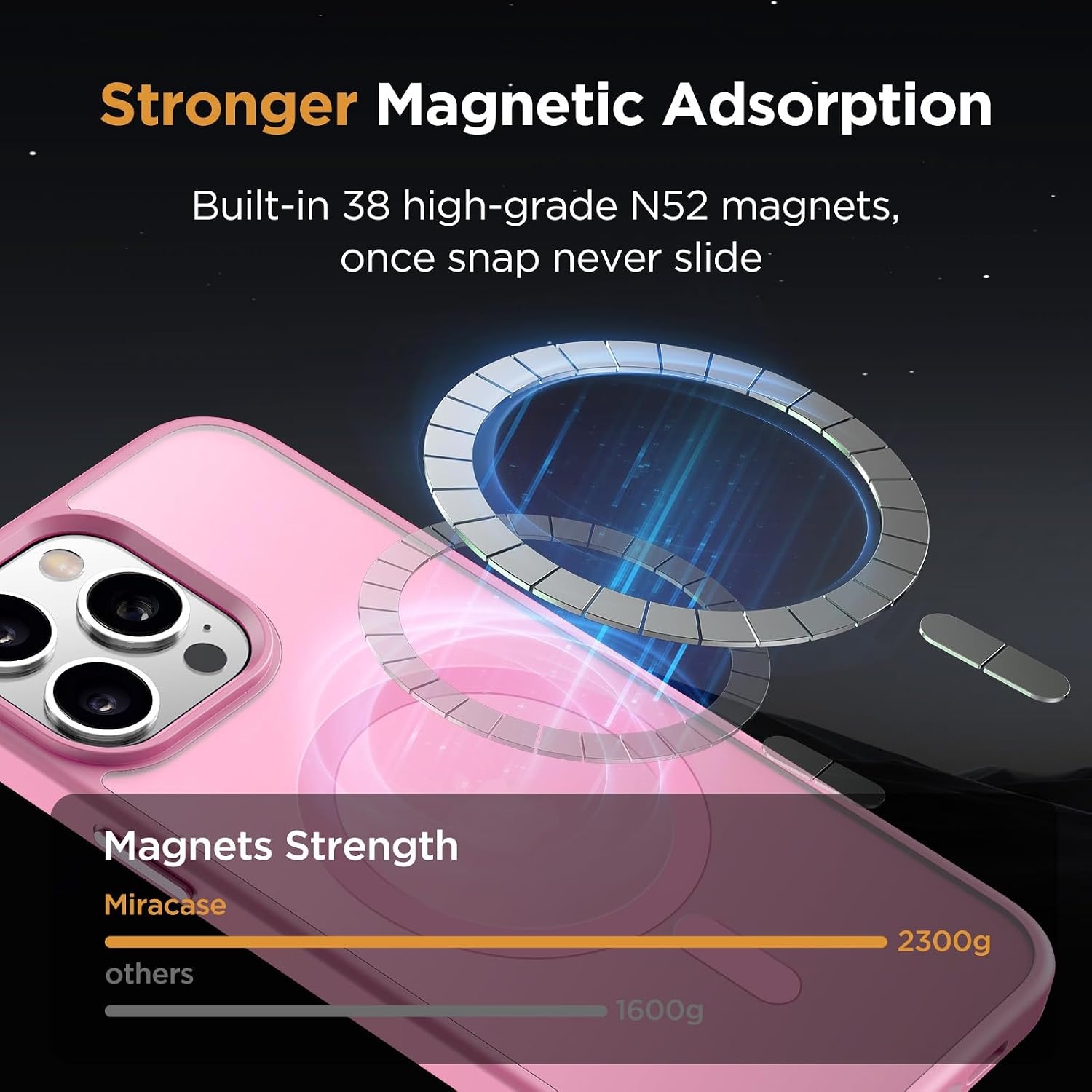 image:imageMiracase for iPhone 16 Pro Max Matte Series Case Magnetic LavenderLight Pink